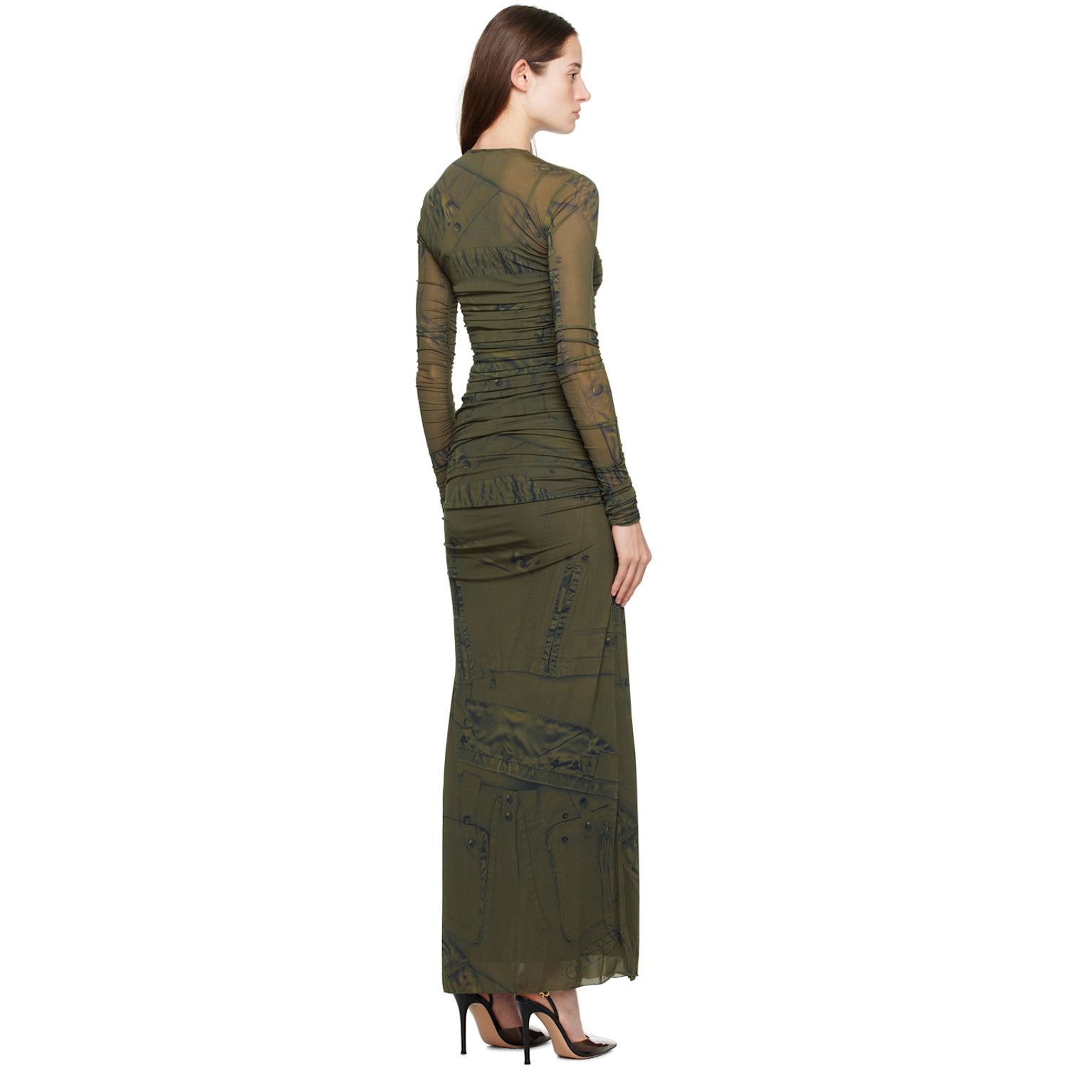  Blumarine Green Crewneck Maxi Dress 