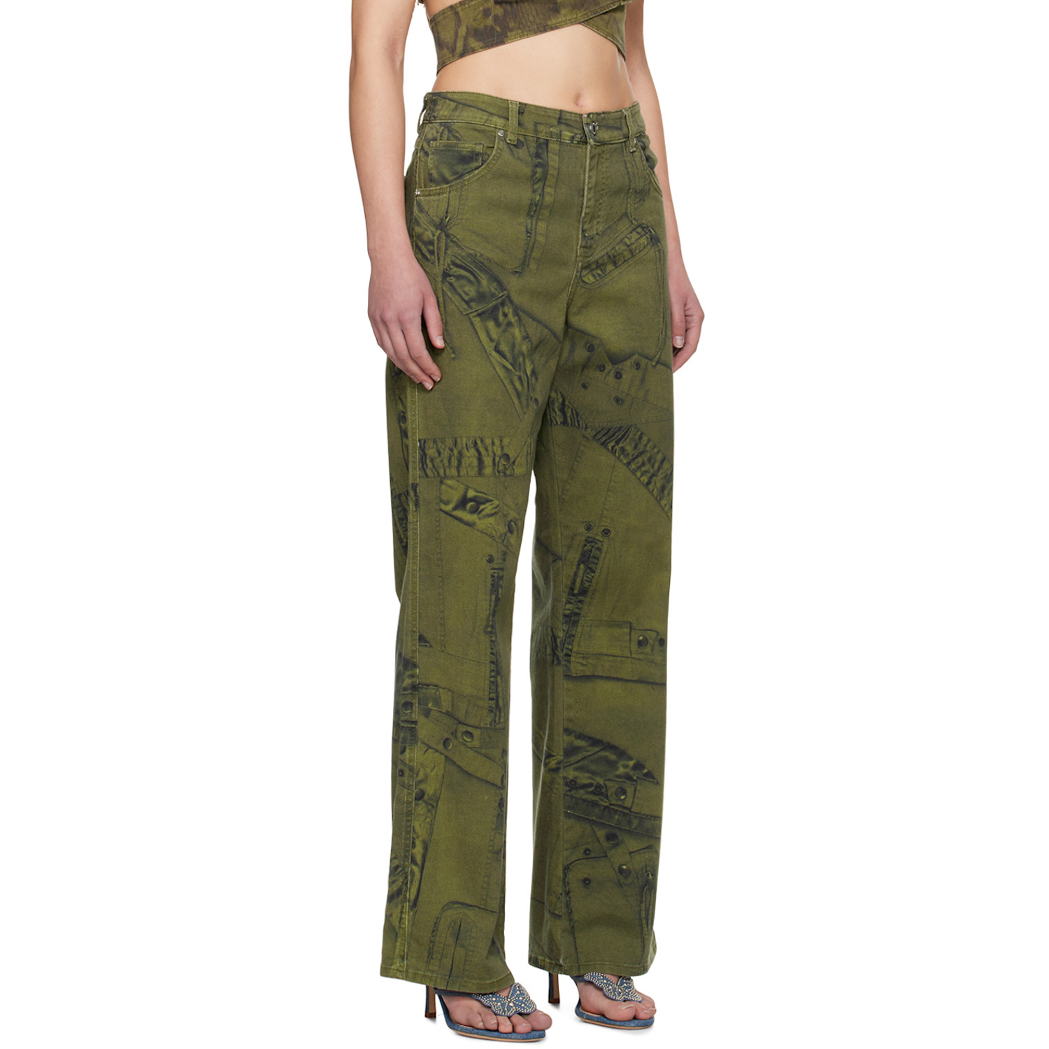 Blumarine Khaki Printed Jeans 