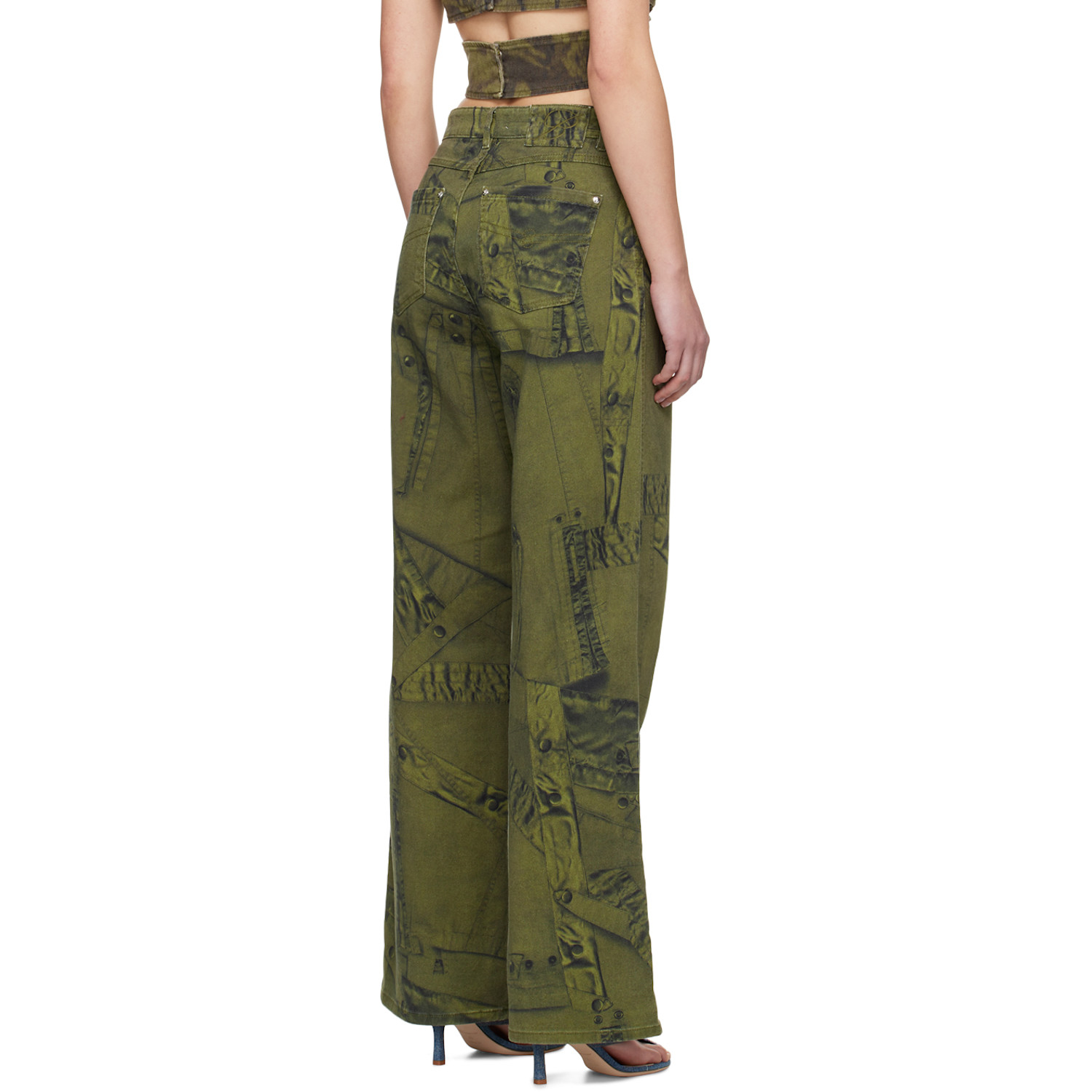  Blumarine Khaki Printed Jeans 
