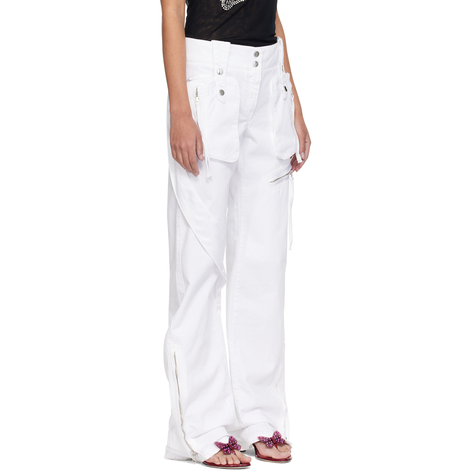  Blumarine Ssense Exclusive White Denim Cargo Pants 
