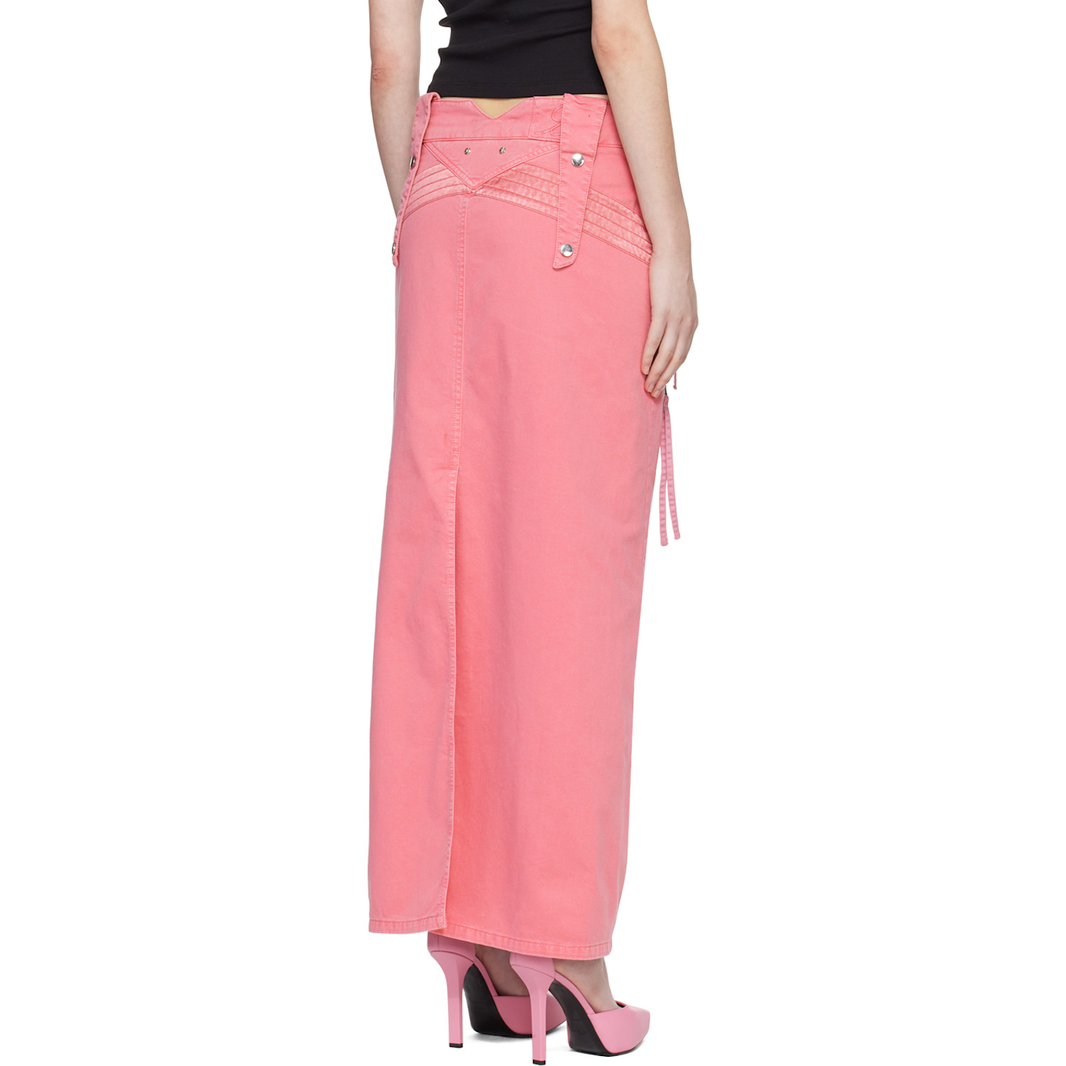  Blumarine Pink Embroidered Maxi Skirt 