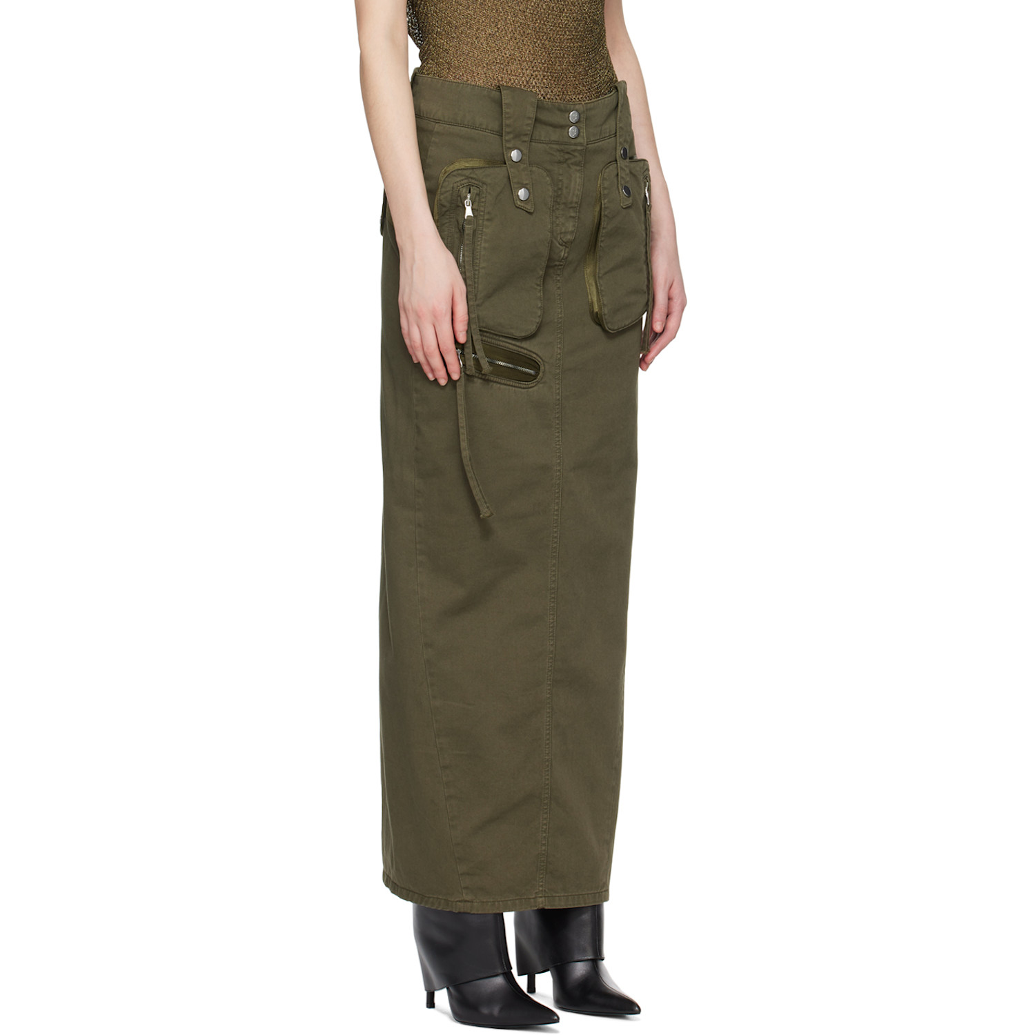  Blumarine Green Embroidered Maxi Skirt 