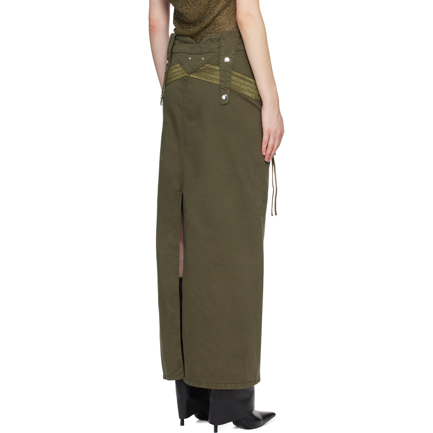  Blumarine Green Embroidered Maxi Skirt 