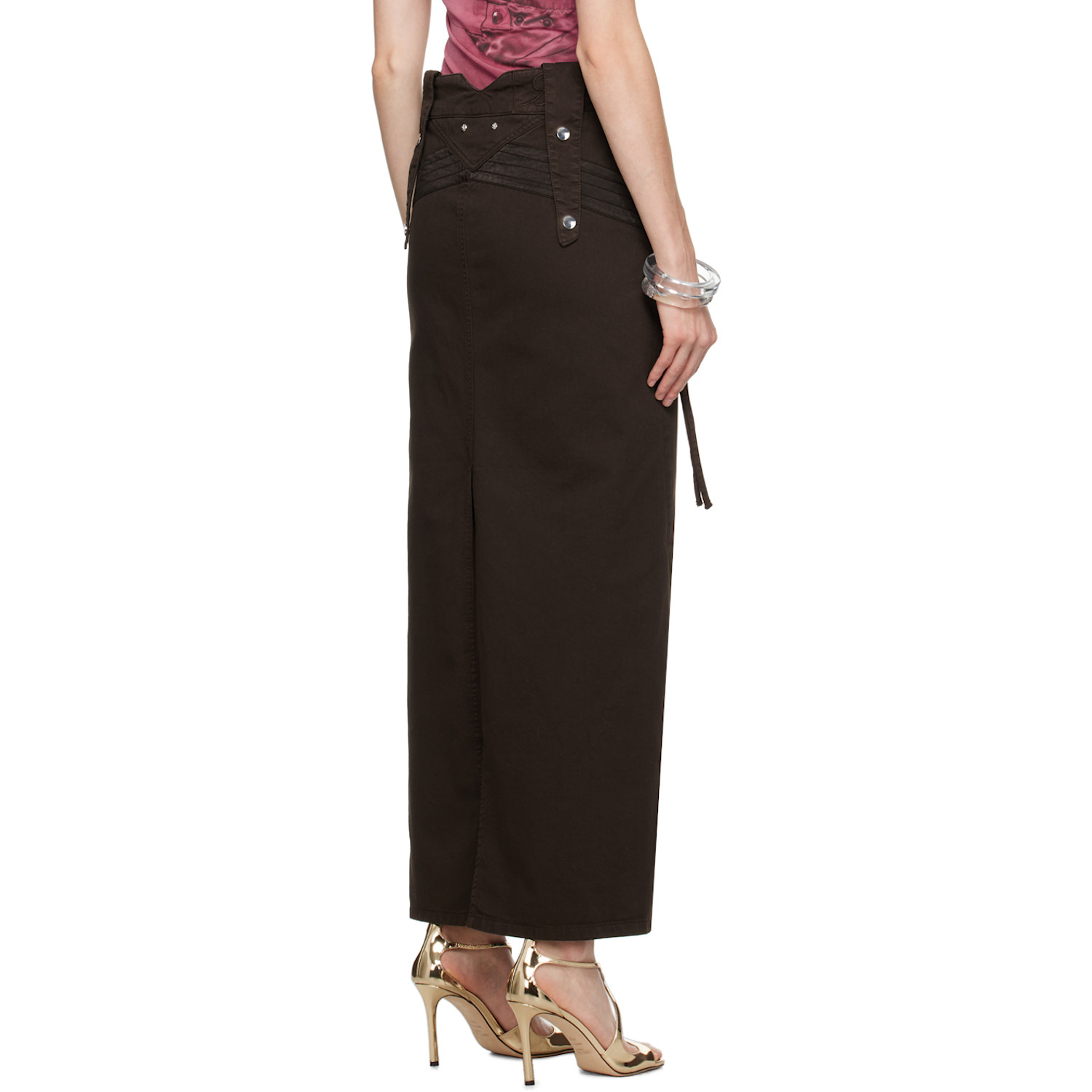  Blumarine Brown Pockets Maxi Skirt 