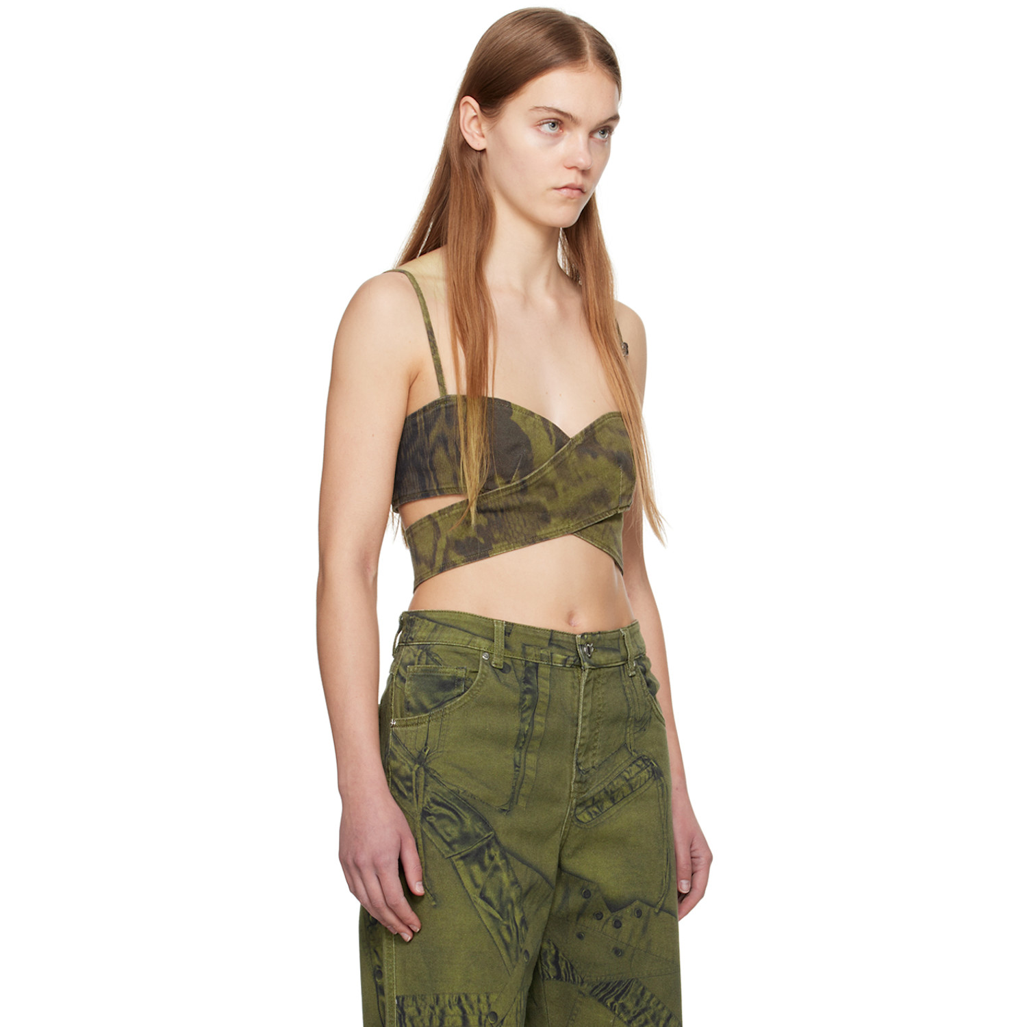  Blumarine Khaki Wrap Tank Top 