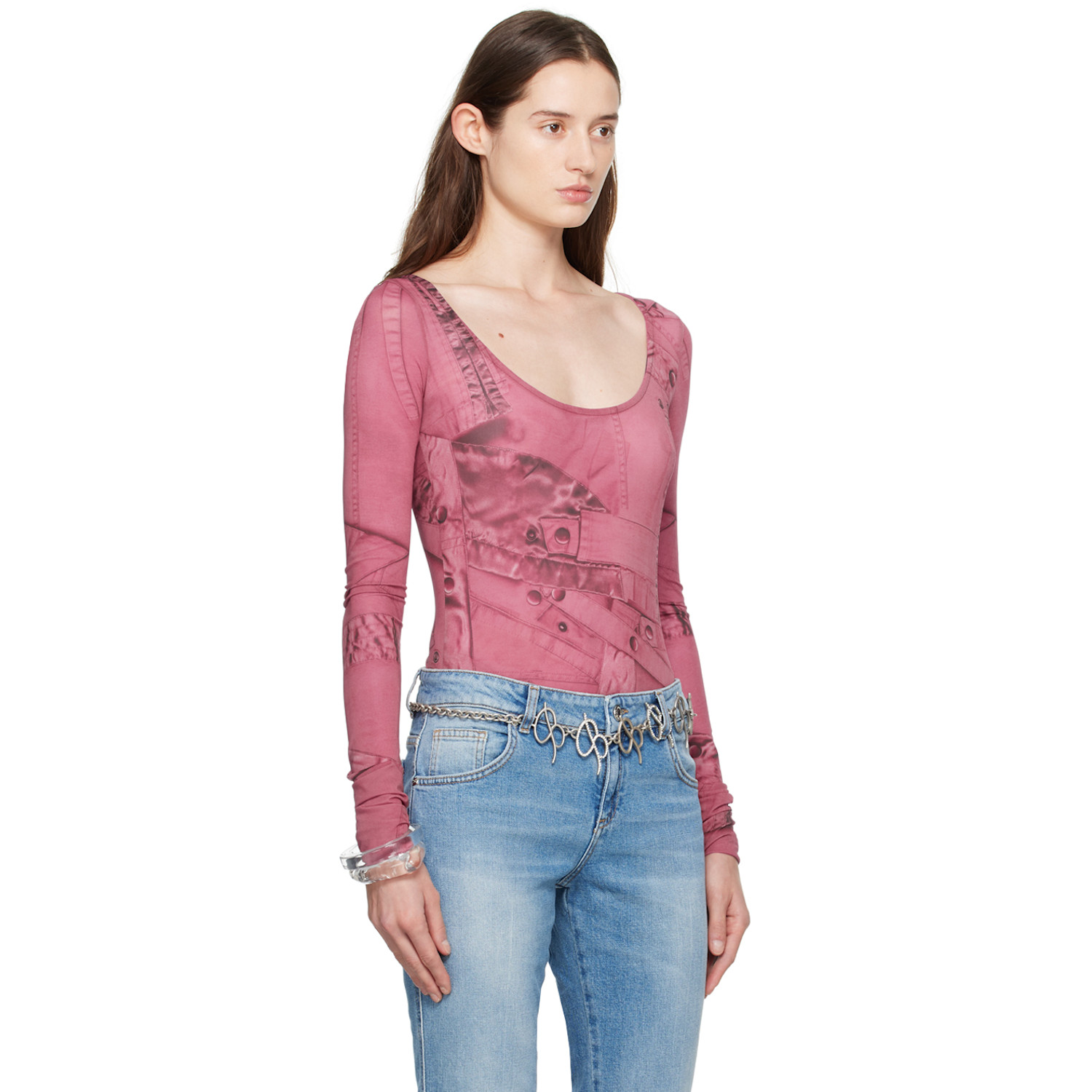  Blumarine Pink Printed Bodysuit 