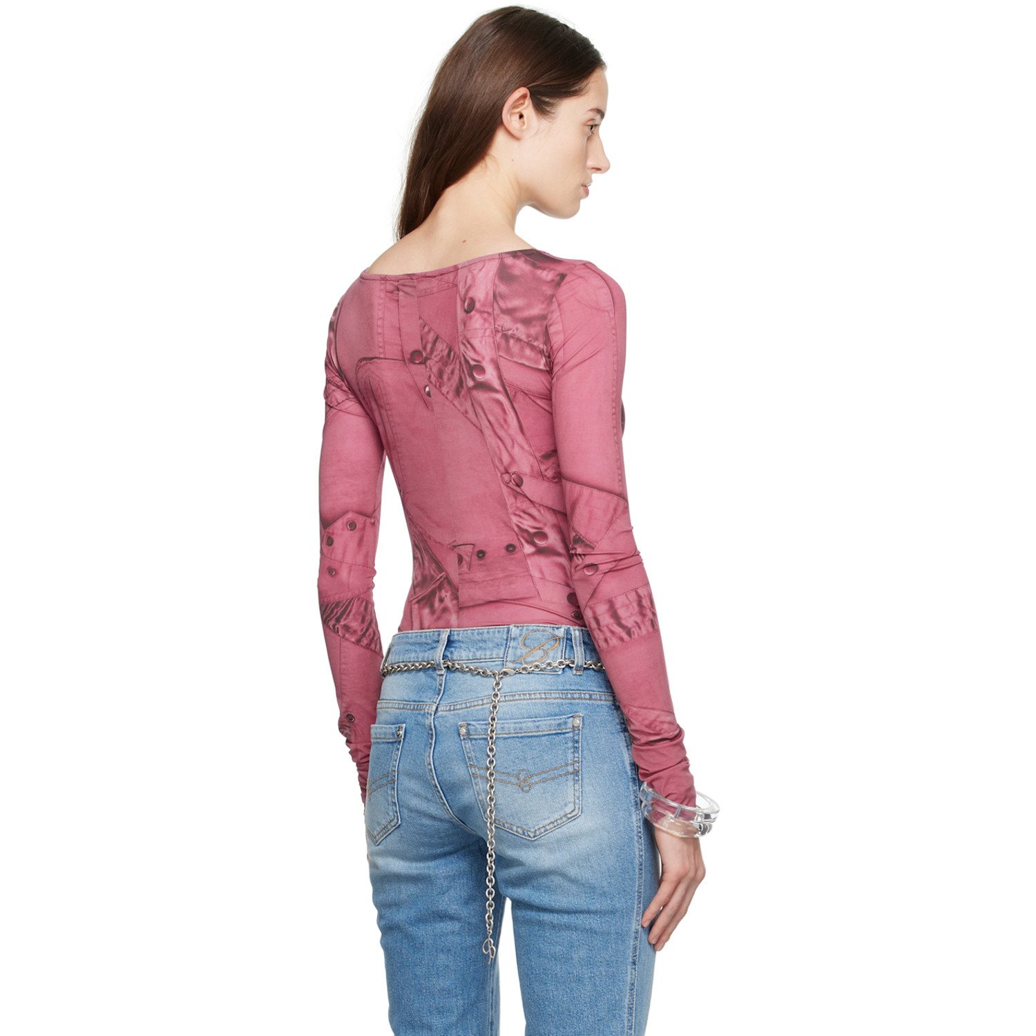  Blumarine Pink Printed Bodysuit 