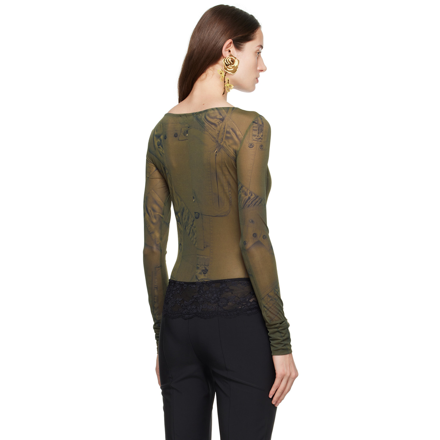  Blumarine Green Printed Bodysuit 
