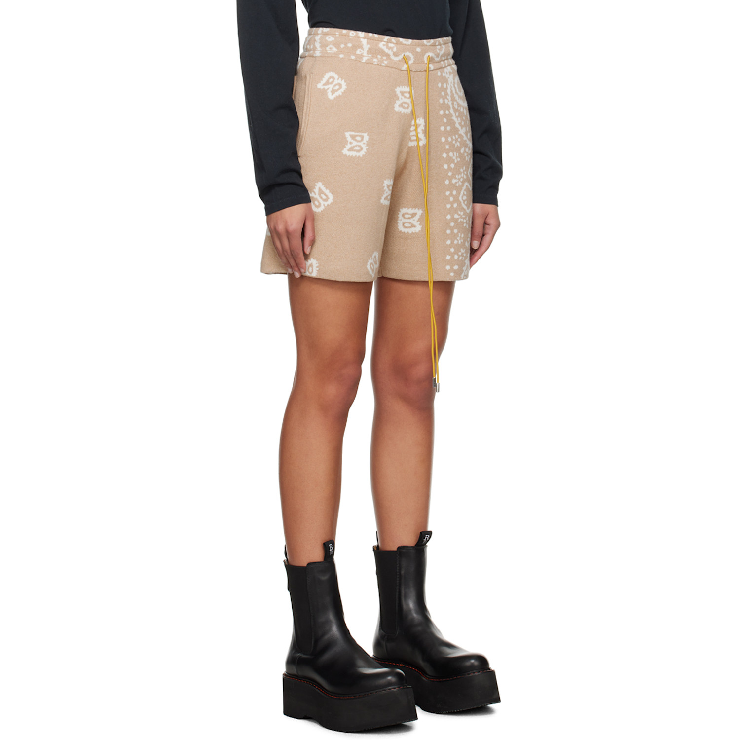  Rhude Beige Jacquard Shorts 