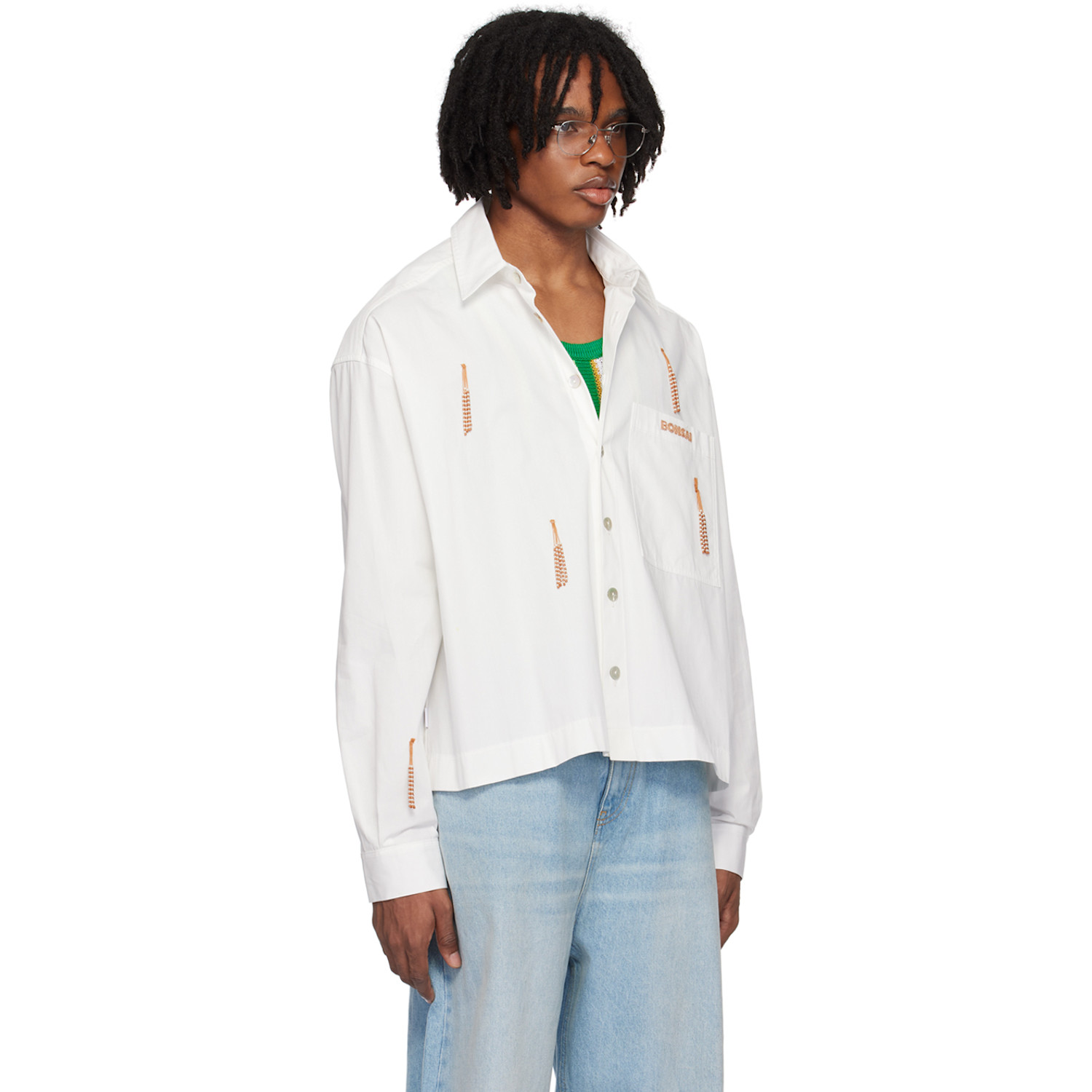  Bonsai White Beaded Shirt 