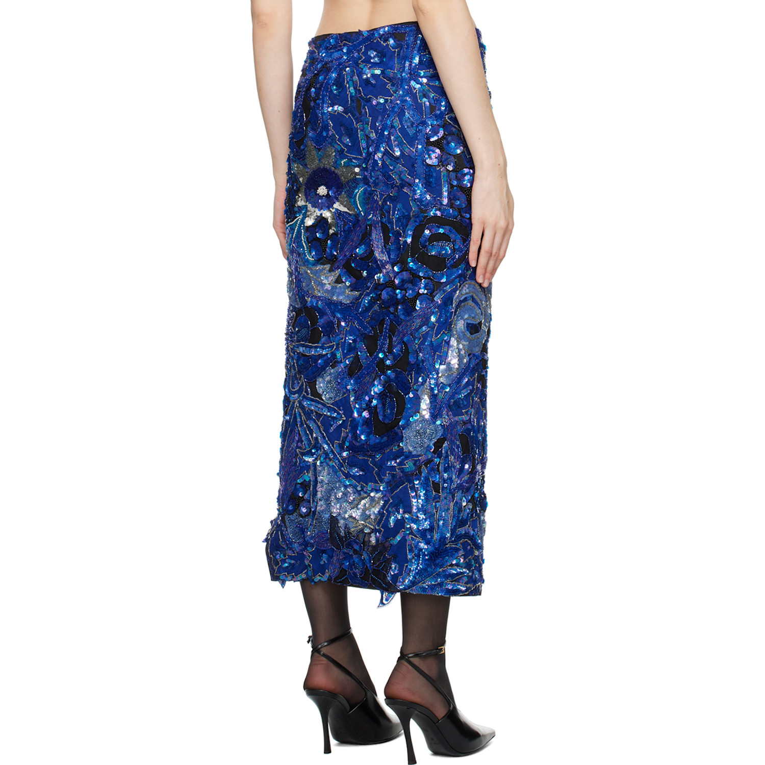  Conner Ives Blue Sequin Maxi Skirt 