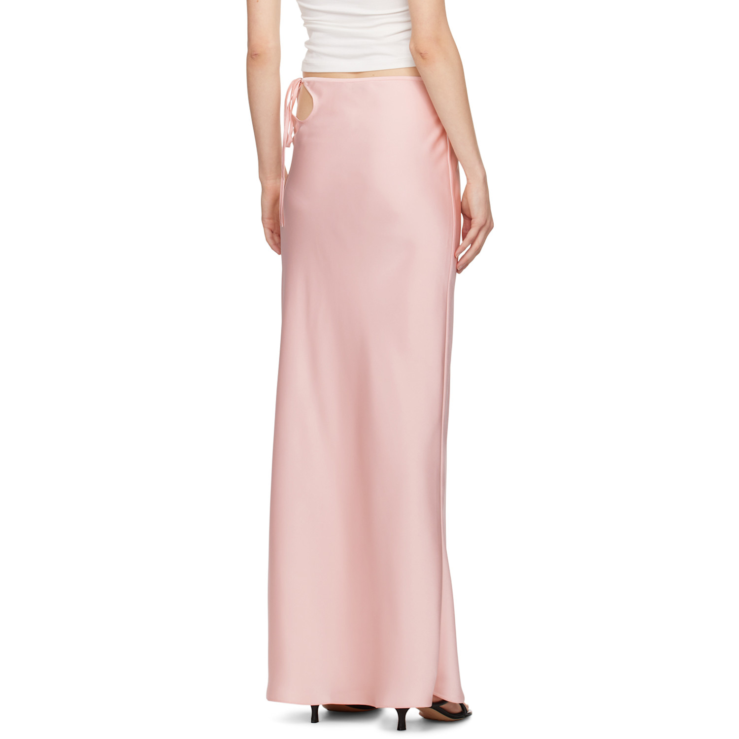  Olēnich Pink Floral Cutout Maxi Skirt 