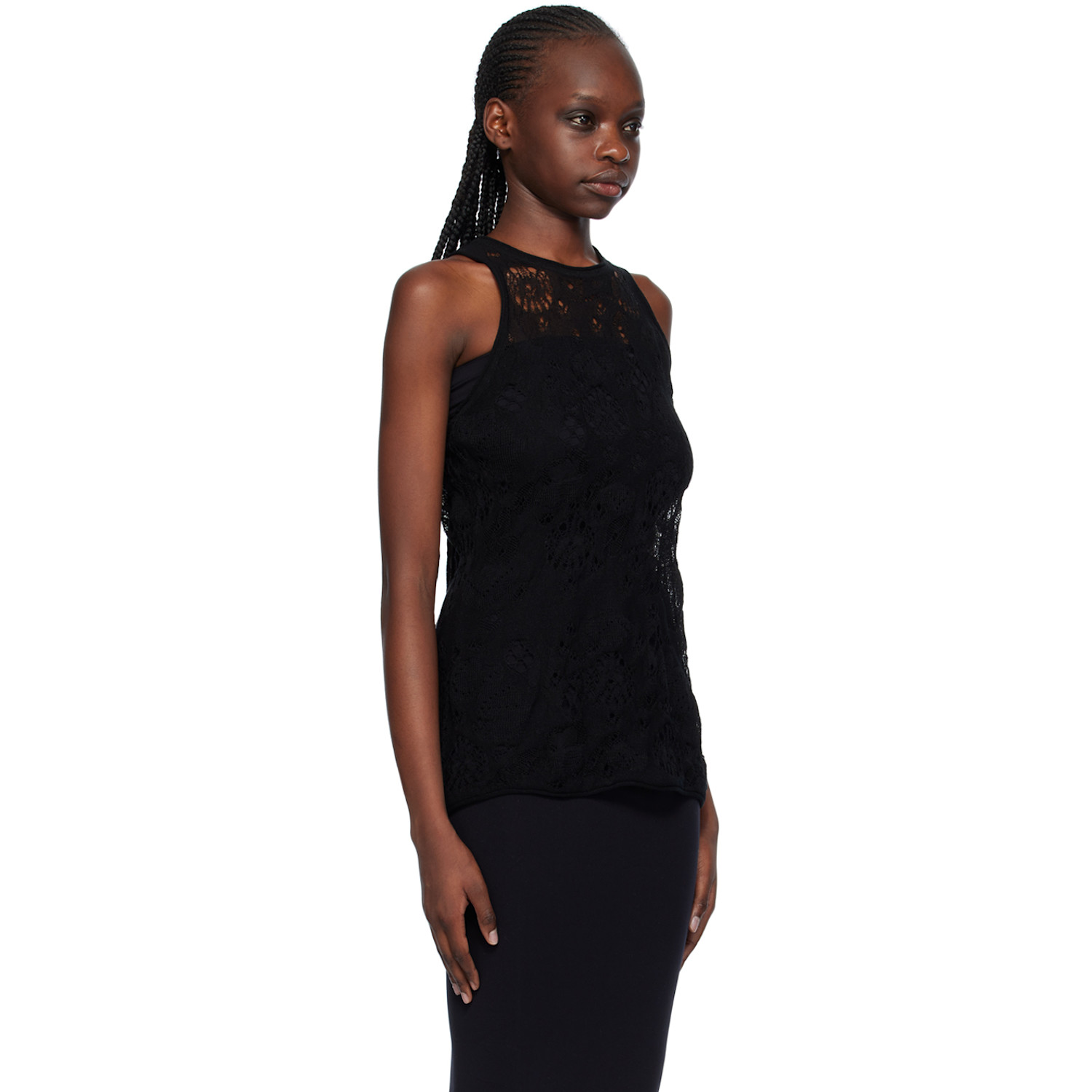  Olēnich Black Racer Back Tank Top 