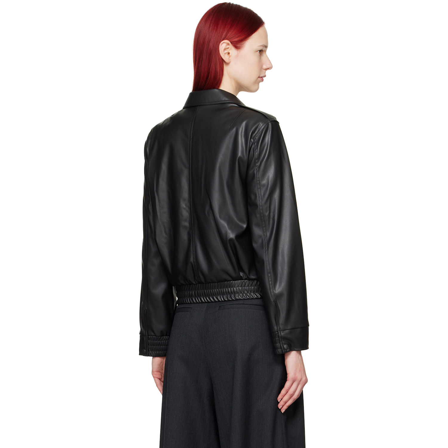 Youth Black Zip Faux-leather Jacket 