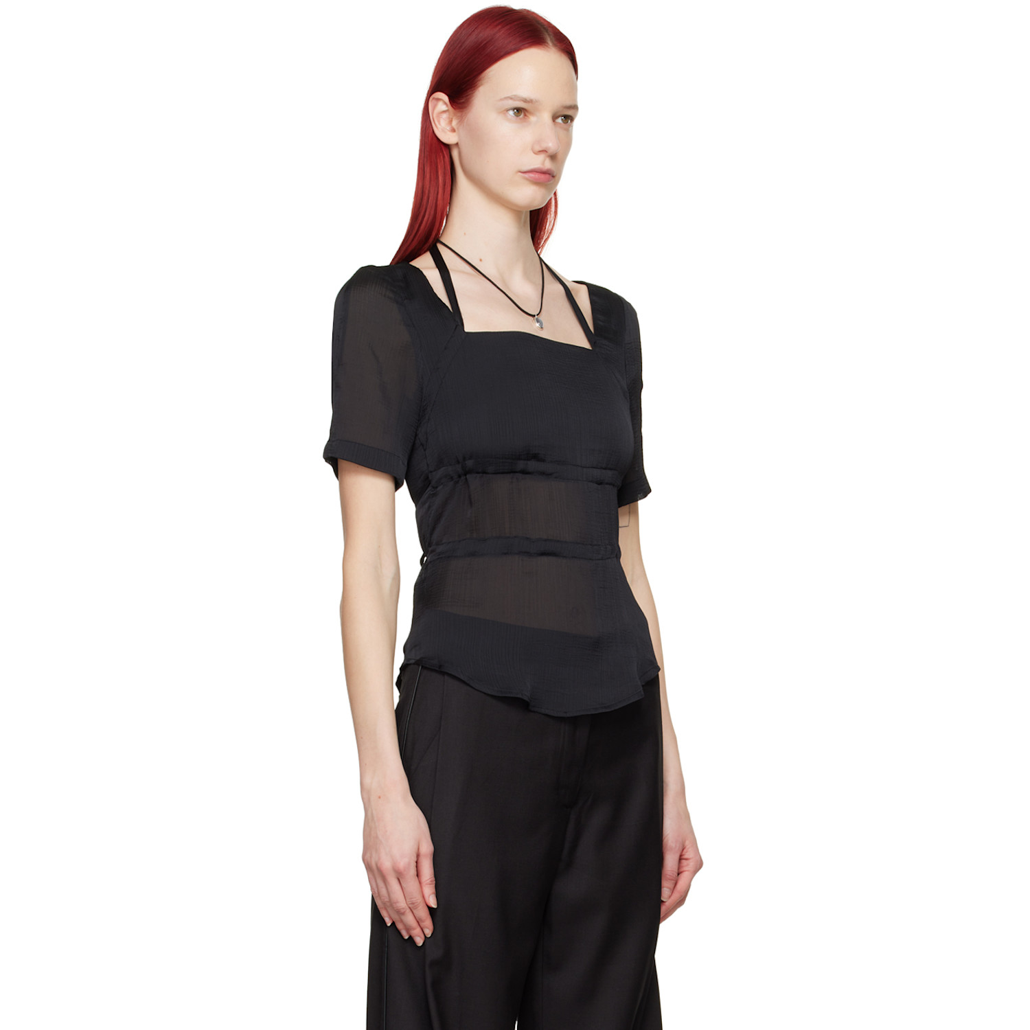  Youth Black Halter Strap Blouse 
