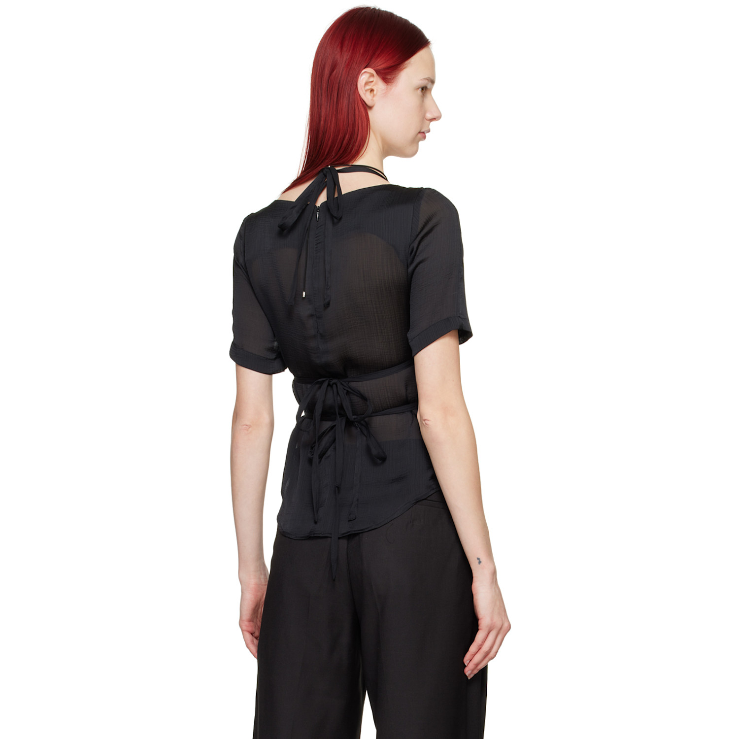  Youth Black Halter Strap Blouse 