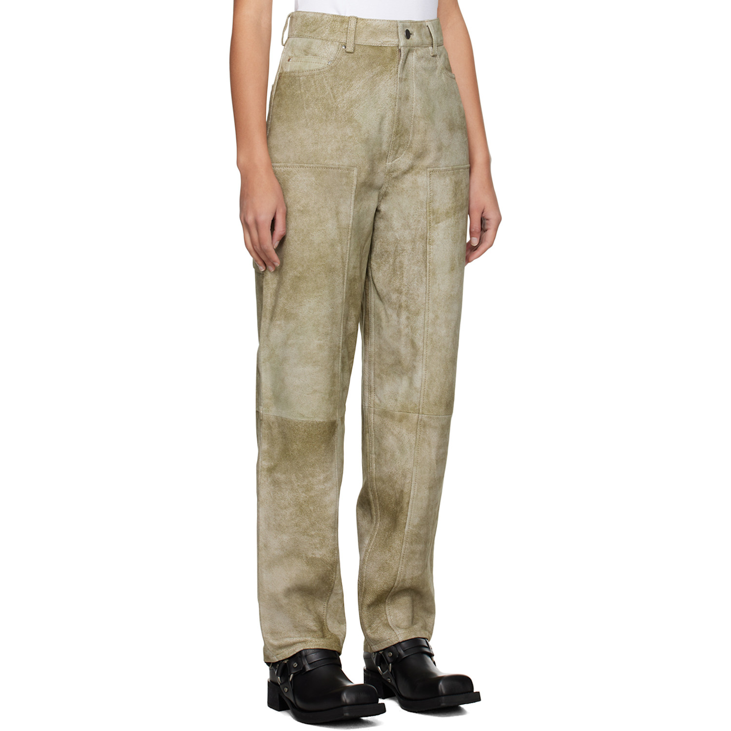  Remain Birger Christensen Taupe Relaxed-fit Leather Pants 