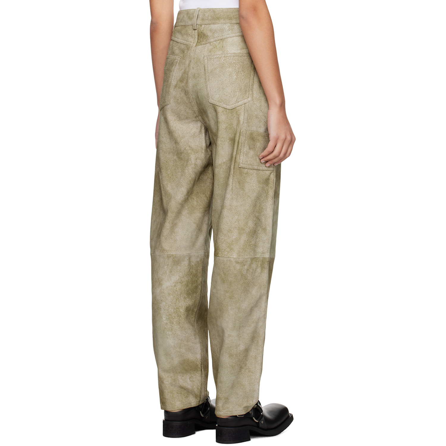 Remain Birger Christensen Taupe Relaxed-fit Leather Pants 