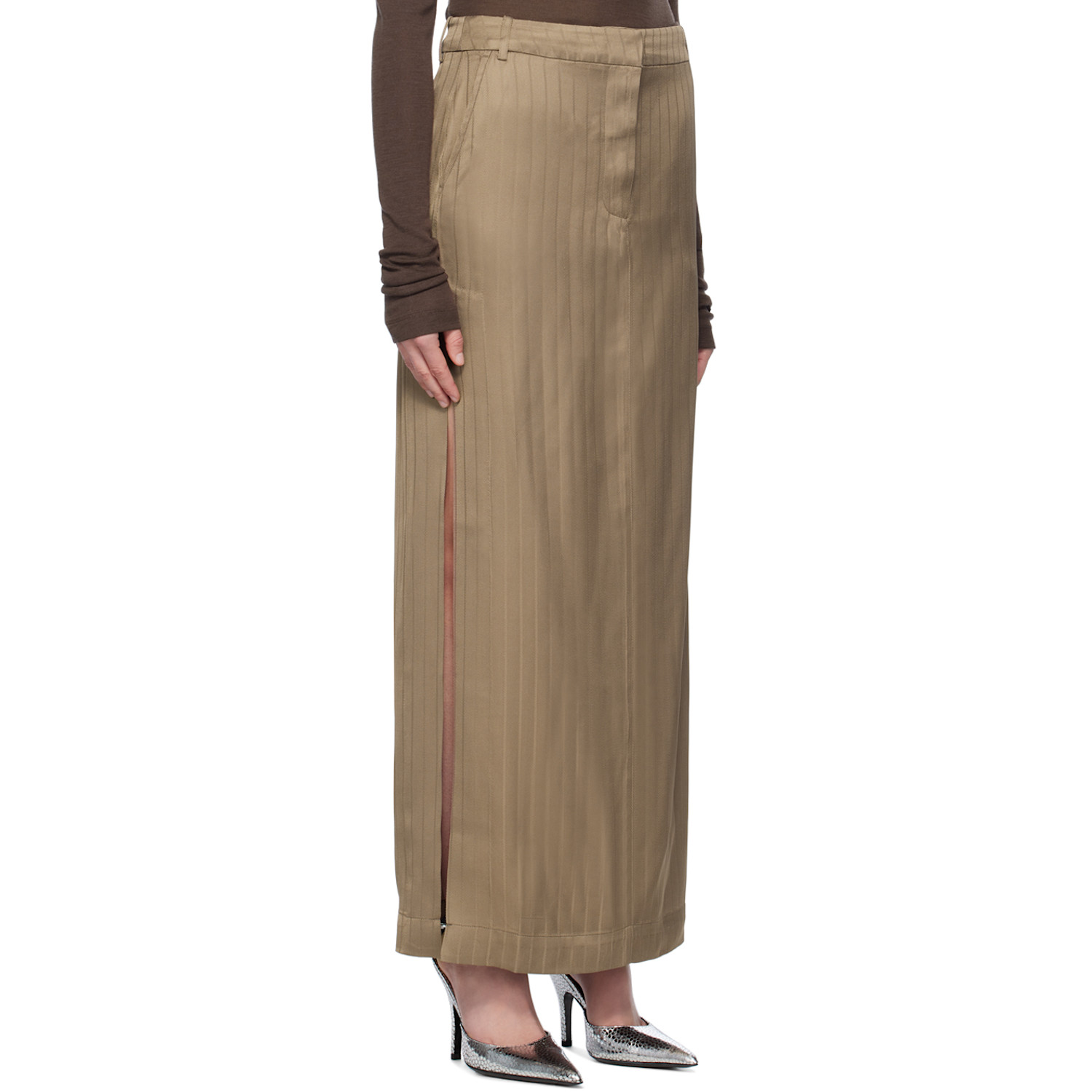  Remain Birger Christensen Brown Suiting Maxi Skirt 