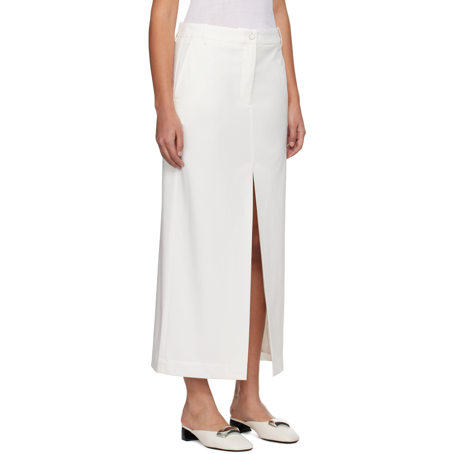  Remain Birger Christensen White Slit Maxi Skirt 