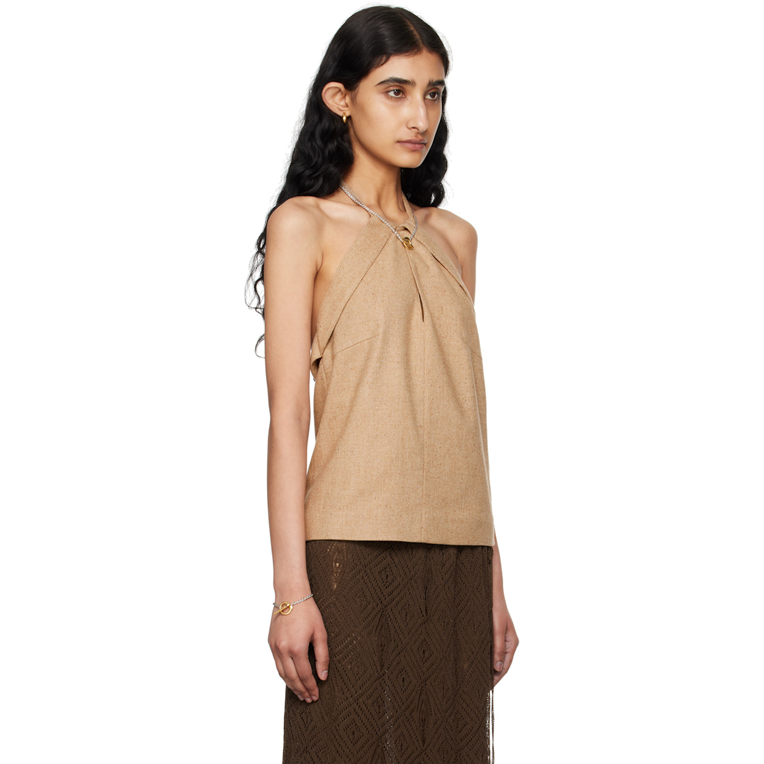  Remain Birger Christensen Tan Halter Neck Tank Top 