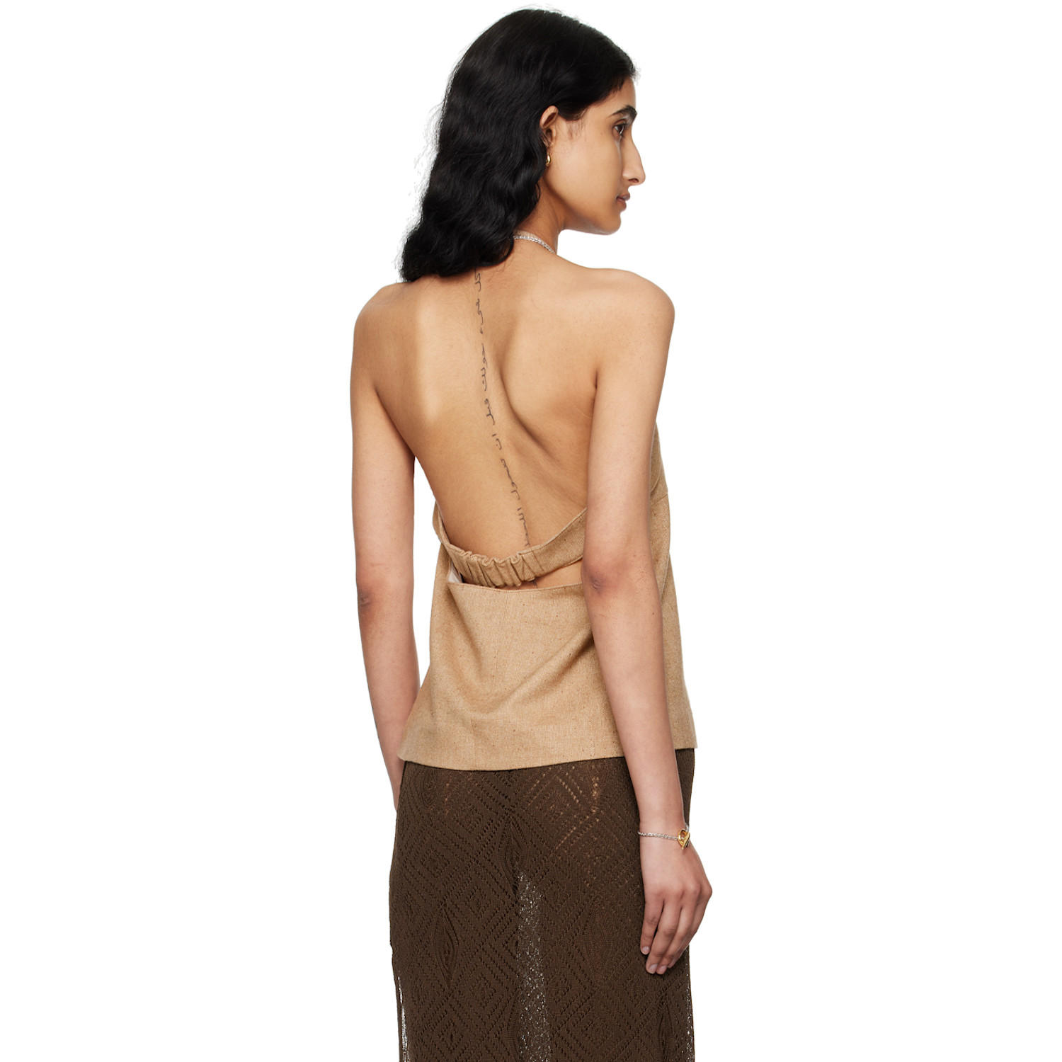  Remain Birger Christensen Tan Halter Neck Tank Top 