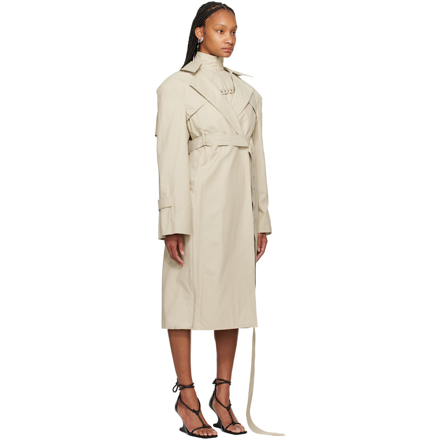  Srvc Beige Oren Trench Coat & Tank Top Set 