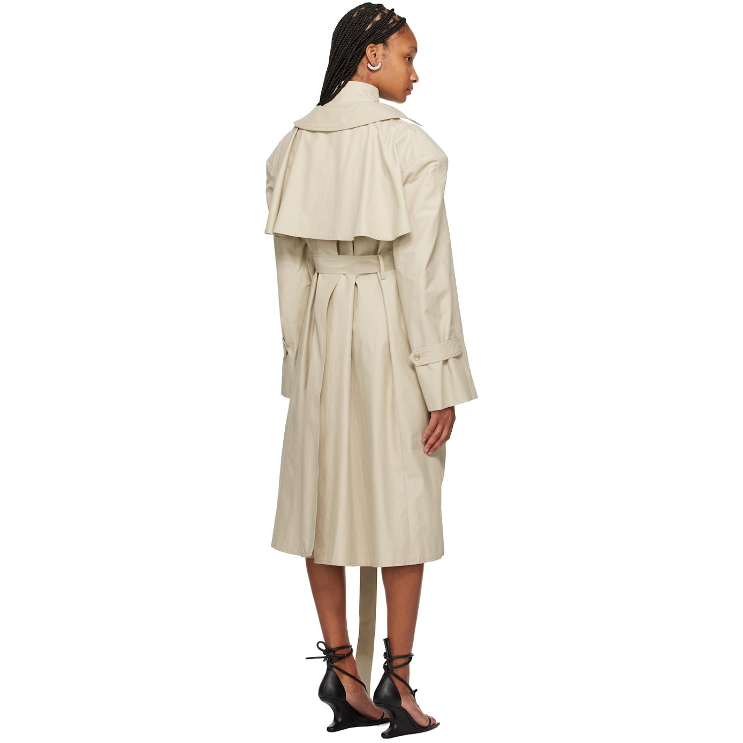  Srvc Beige Oren Trench Coat & Tank Top Set 