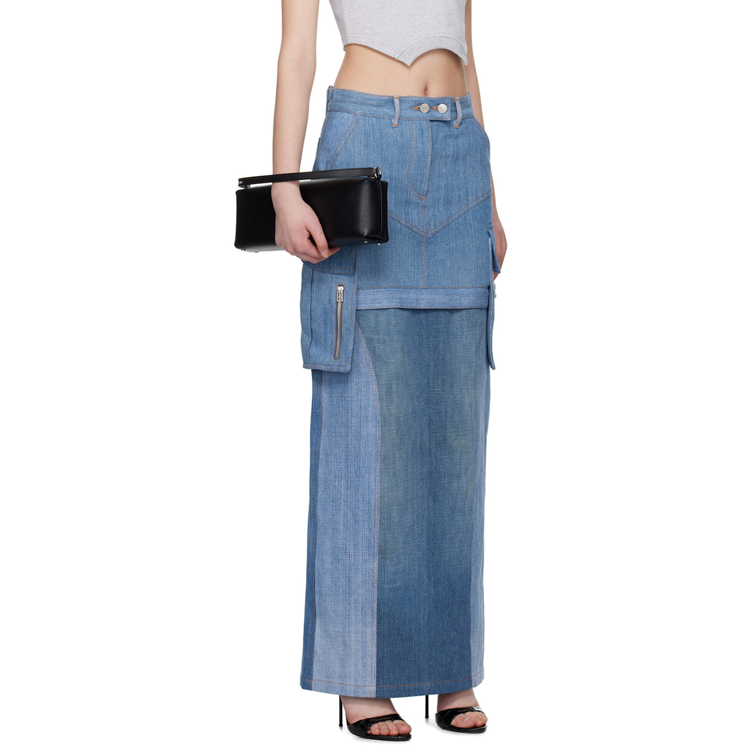  Srvc Blue Uma Denim Midi Skirt 