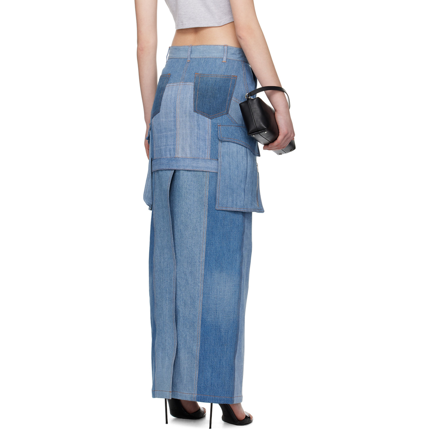  Srvc Blue Uma Denim Midi Skirt 