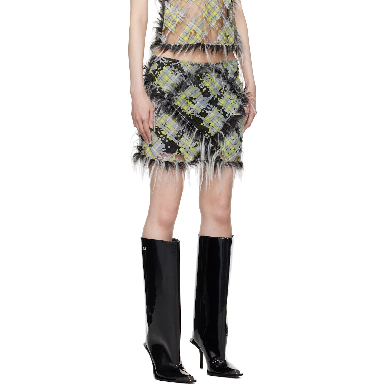  Diesel Black & Green O-begy Miniskirt 