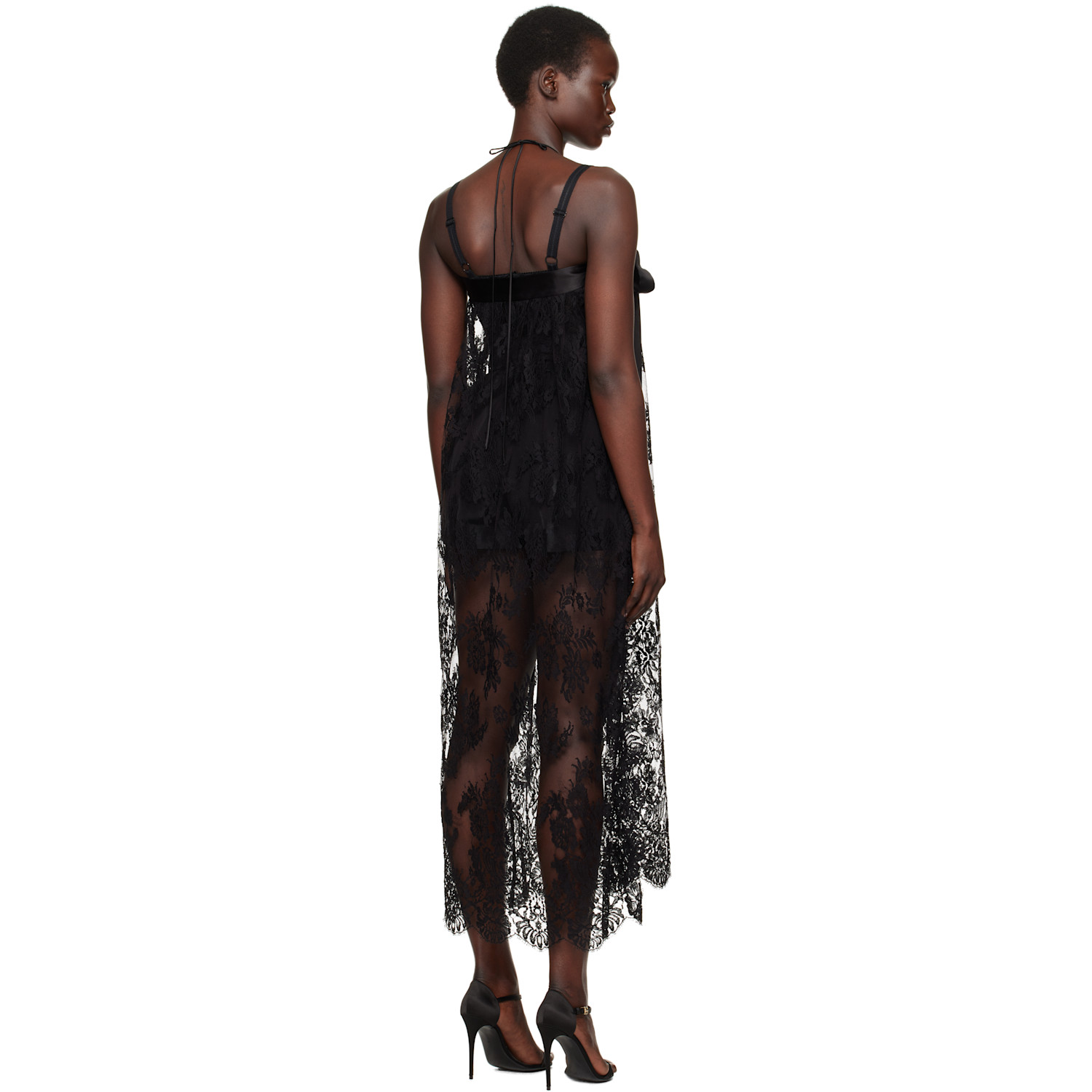  Dolce&gabbana Black Calf-length Chantilly Lace Midi Dress 