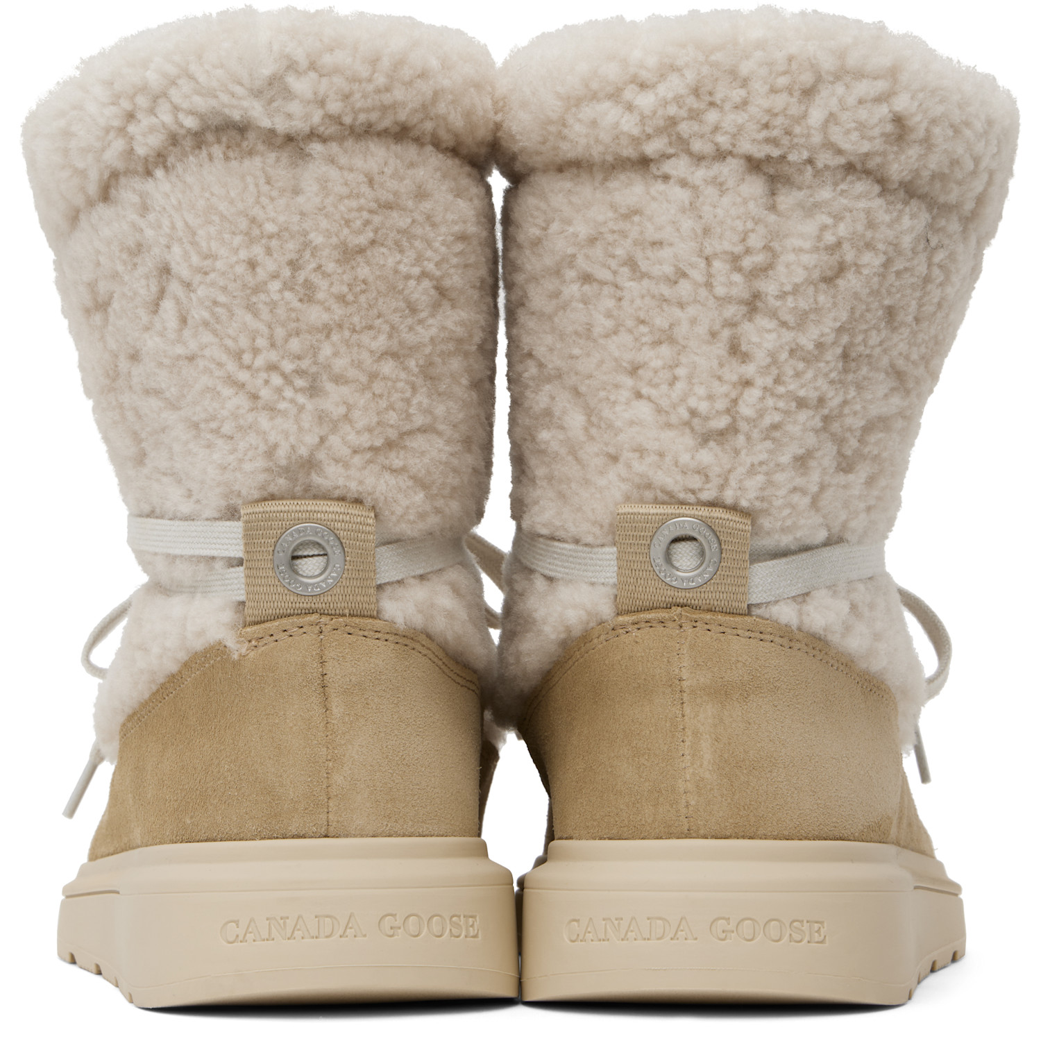  Canada Goose Beige Demma Shearling Puffer Boots 