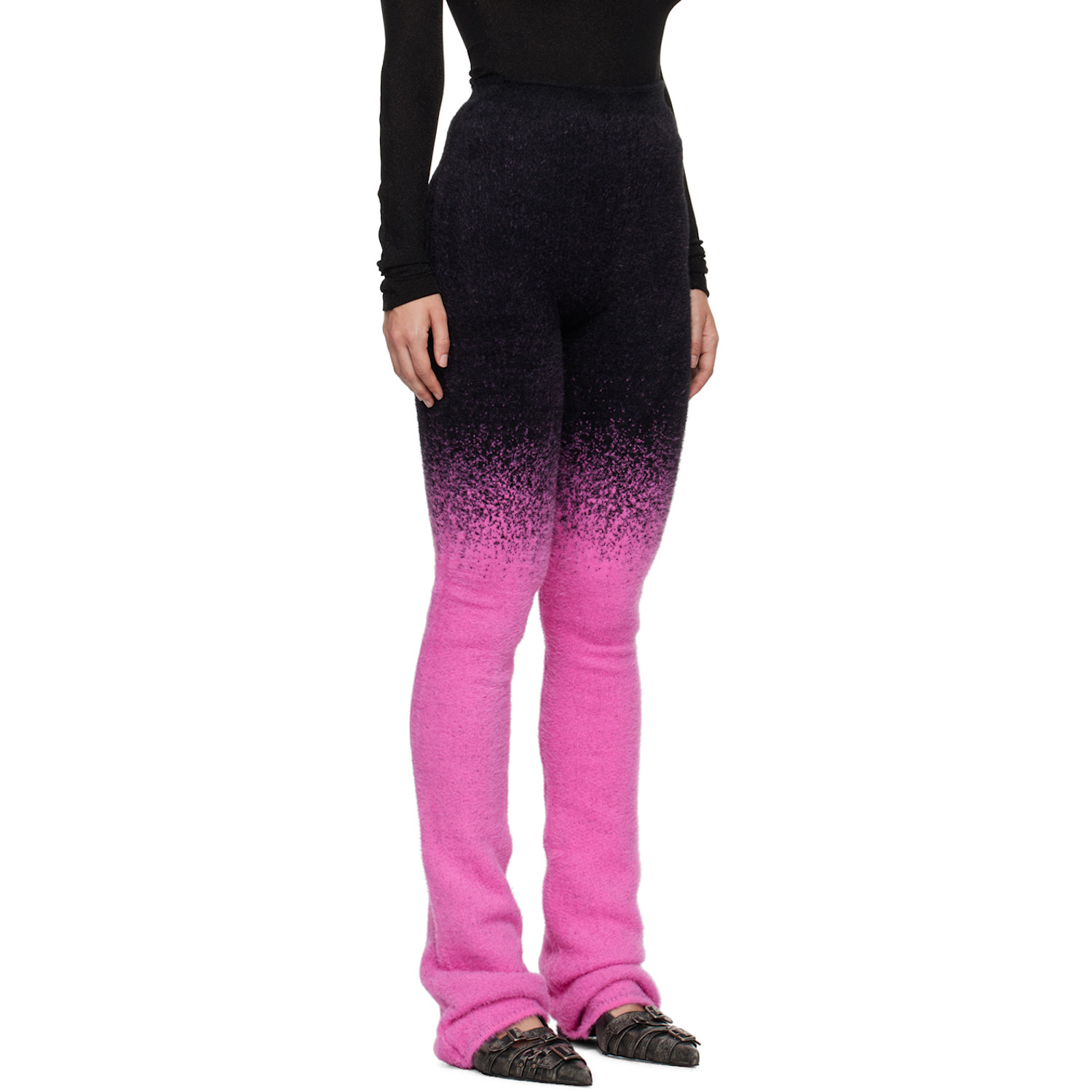  Ottolinger Ssense Exclusive Black & Pink Knit Exaggerated Lounge Pants 