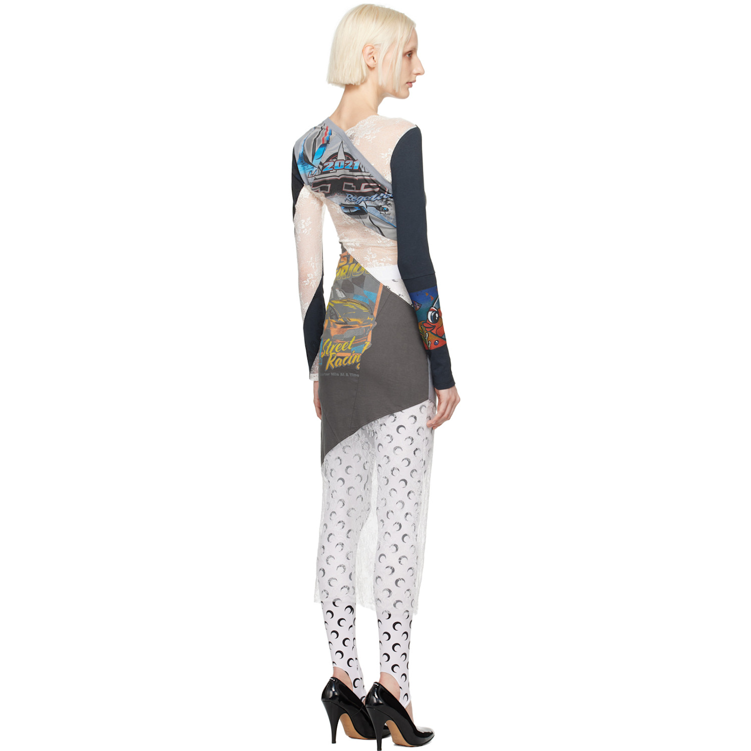  Marine Serre Gray Upcycled Maxi Dress 