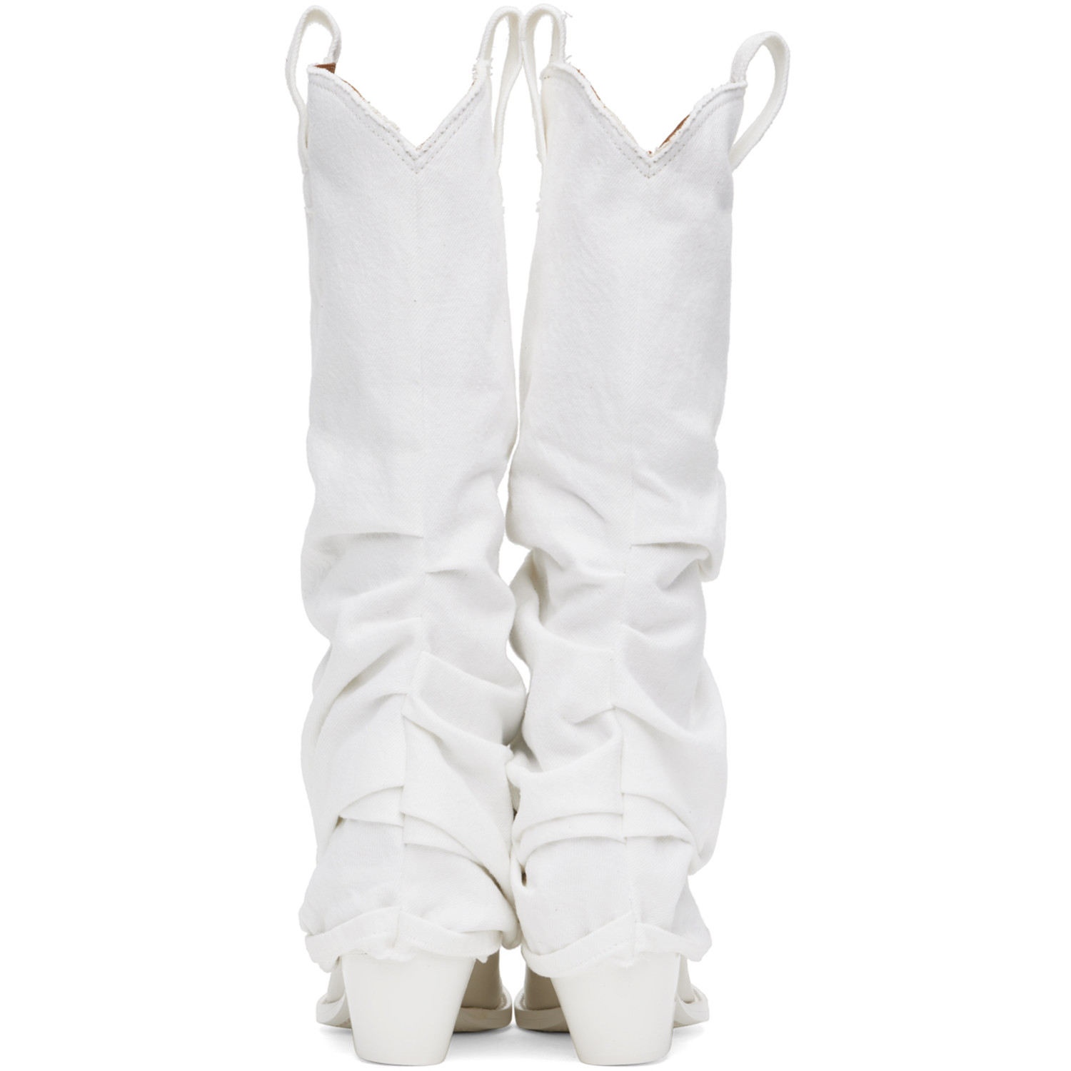  R13 White Mid Cowboy Denim Sleeve Boots 