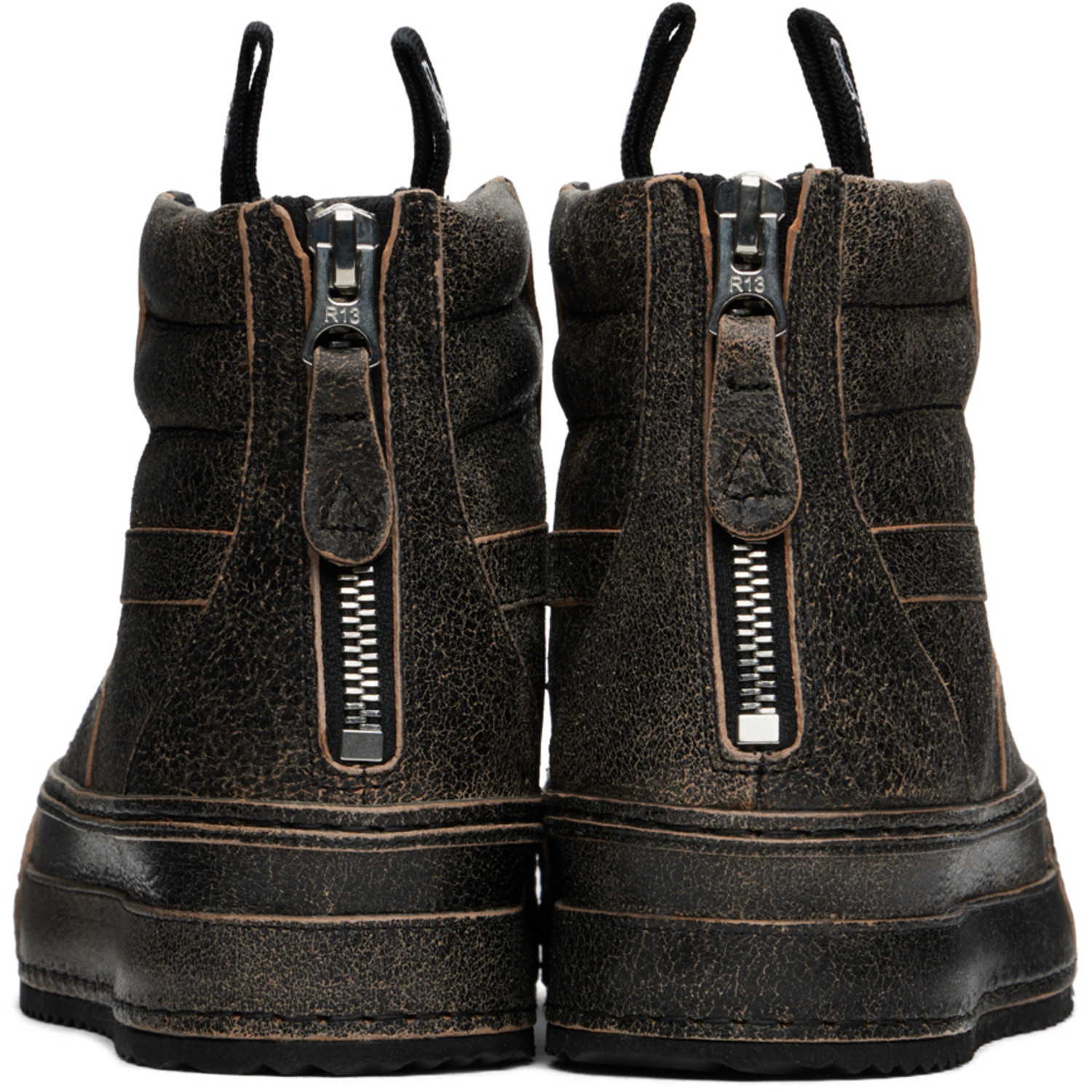  R13 Black Rogue Distressed Sneakers 