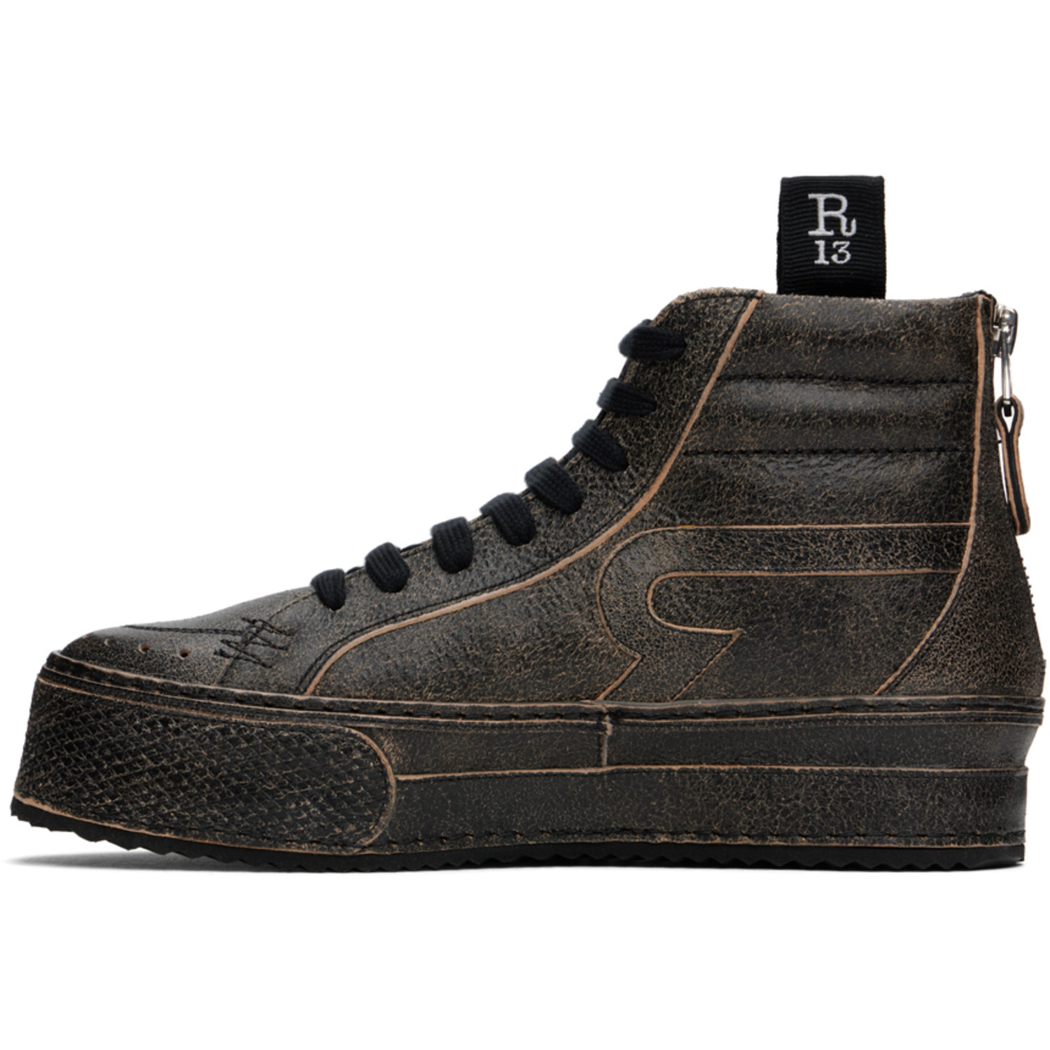  R13 Black Rogue Distressed Sneakers 