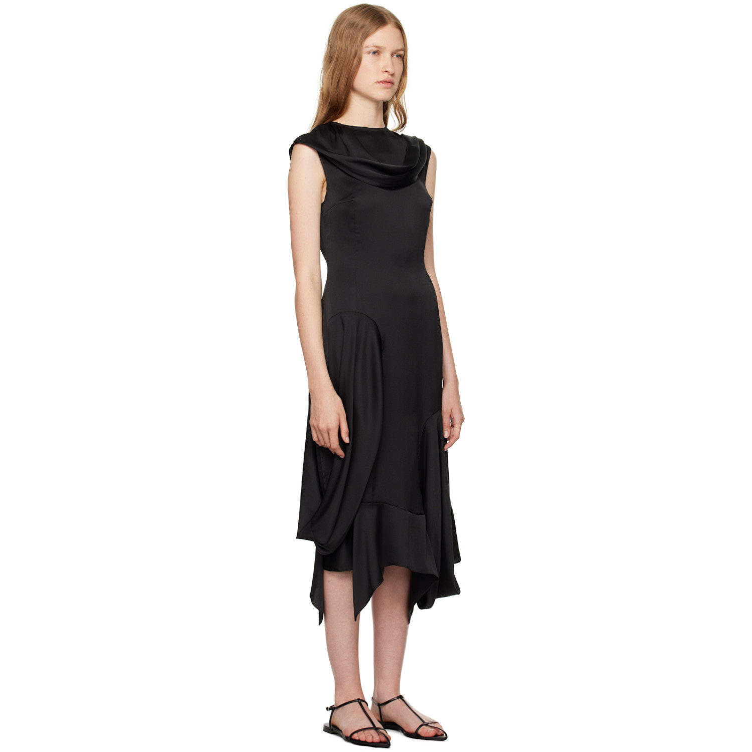  J.kim Black Basque Vaza Midi Dress 