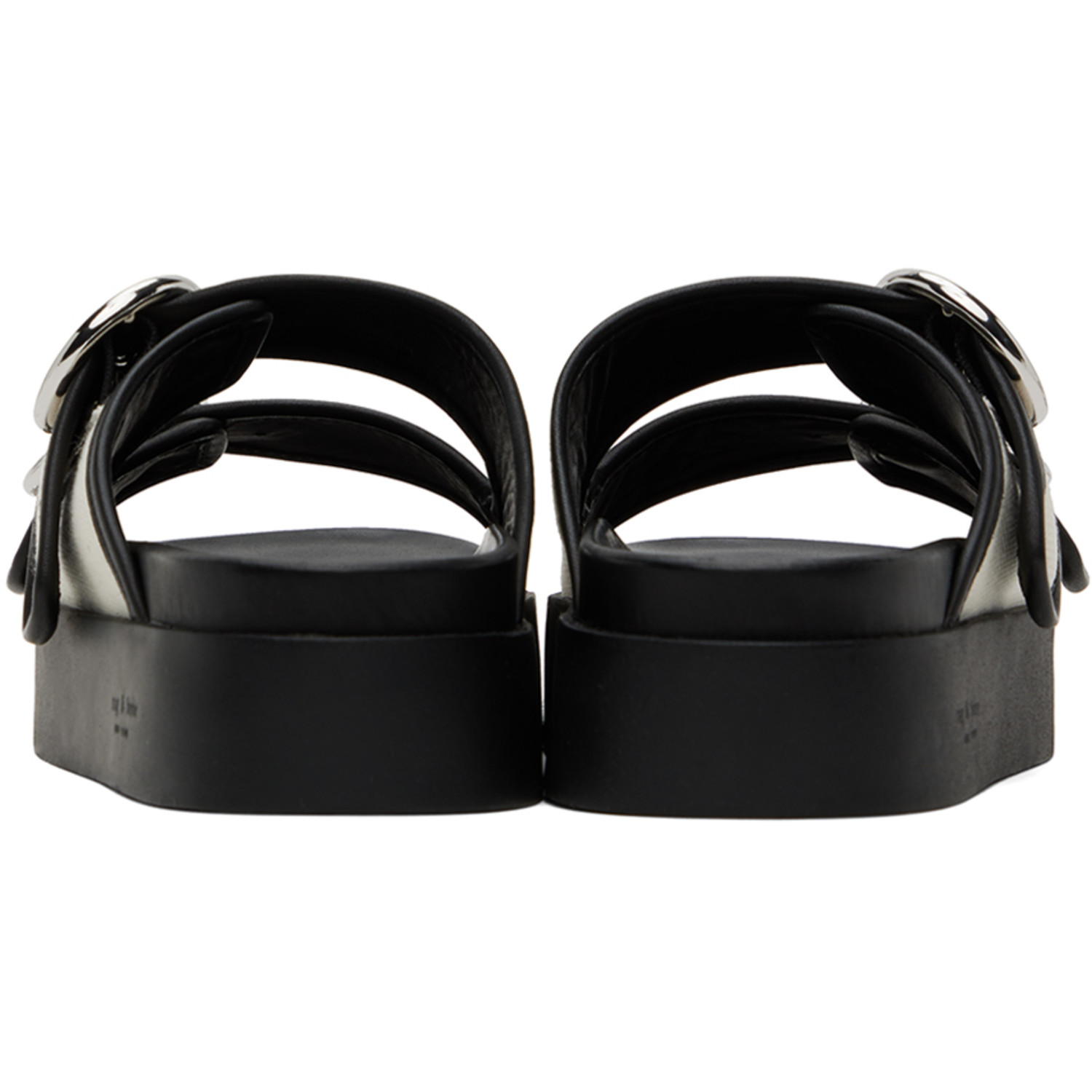  Rag & Bone Off-white & Black Geo Buckle Platform Slides 