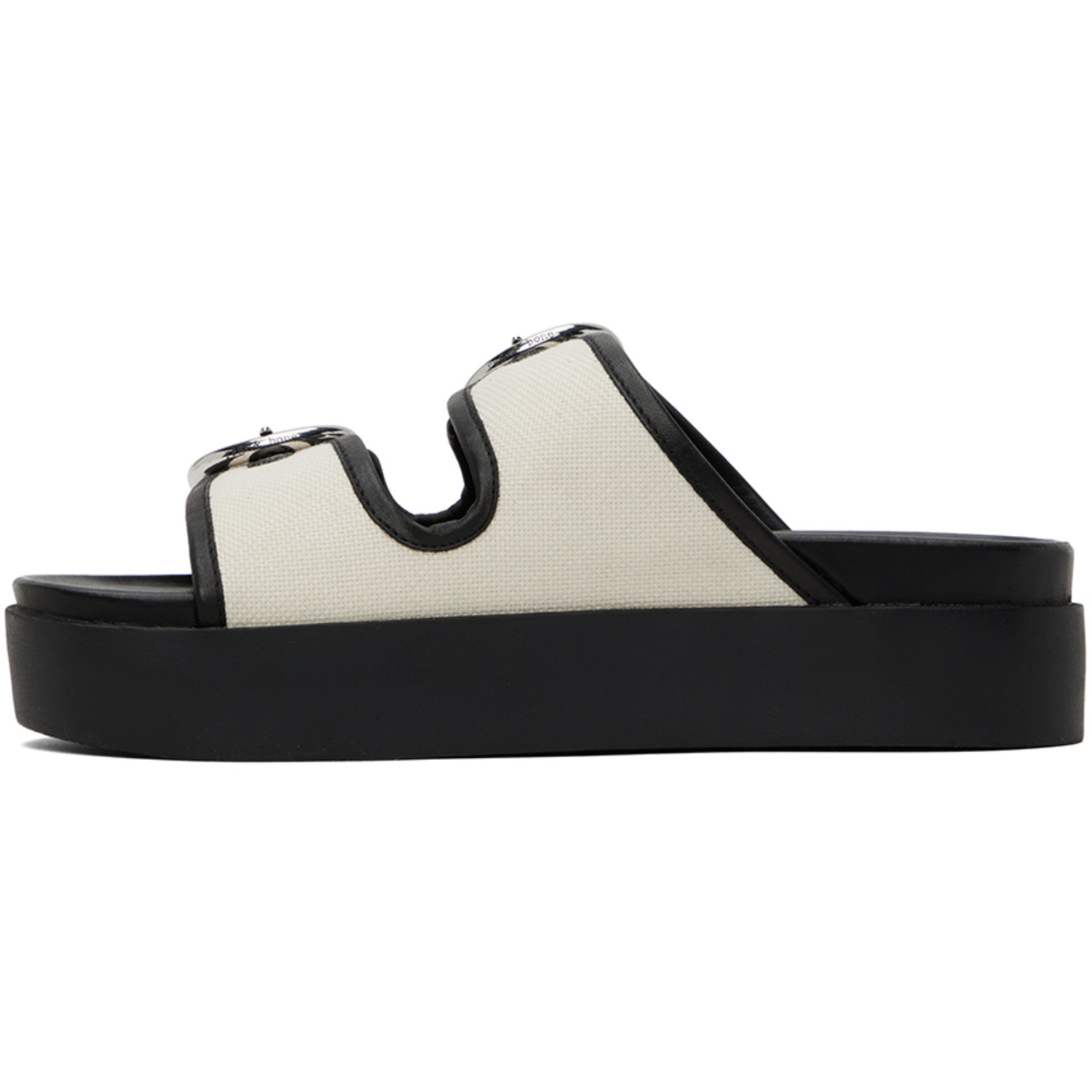  Rag & Bone Off-white & Black Geo Buckle Platform Slides 