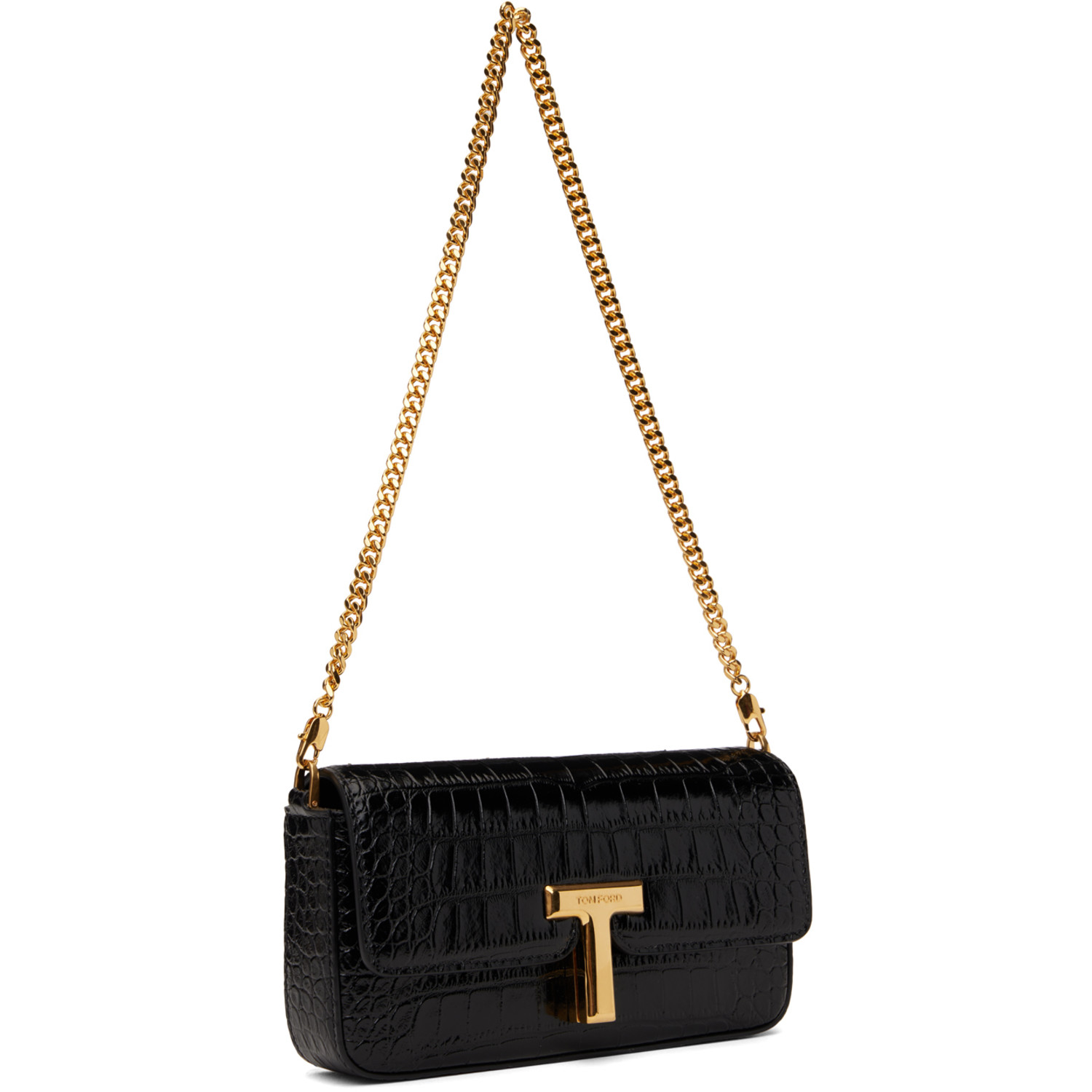  Tom Ford Black Crocodile Leather Wallis Mini Bag 