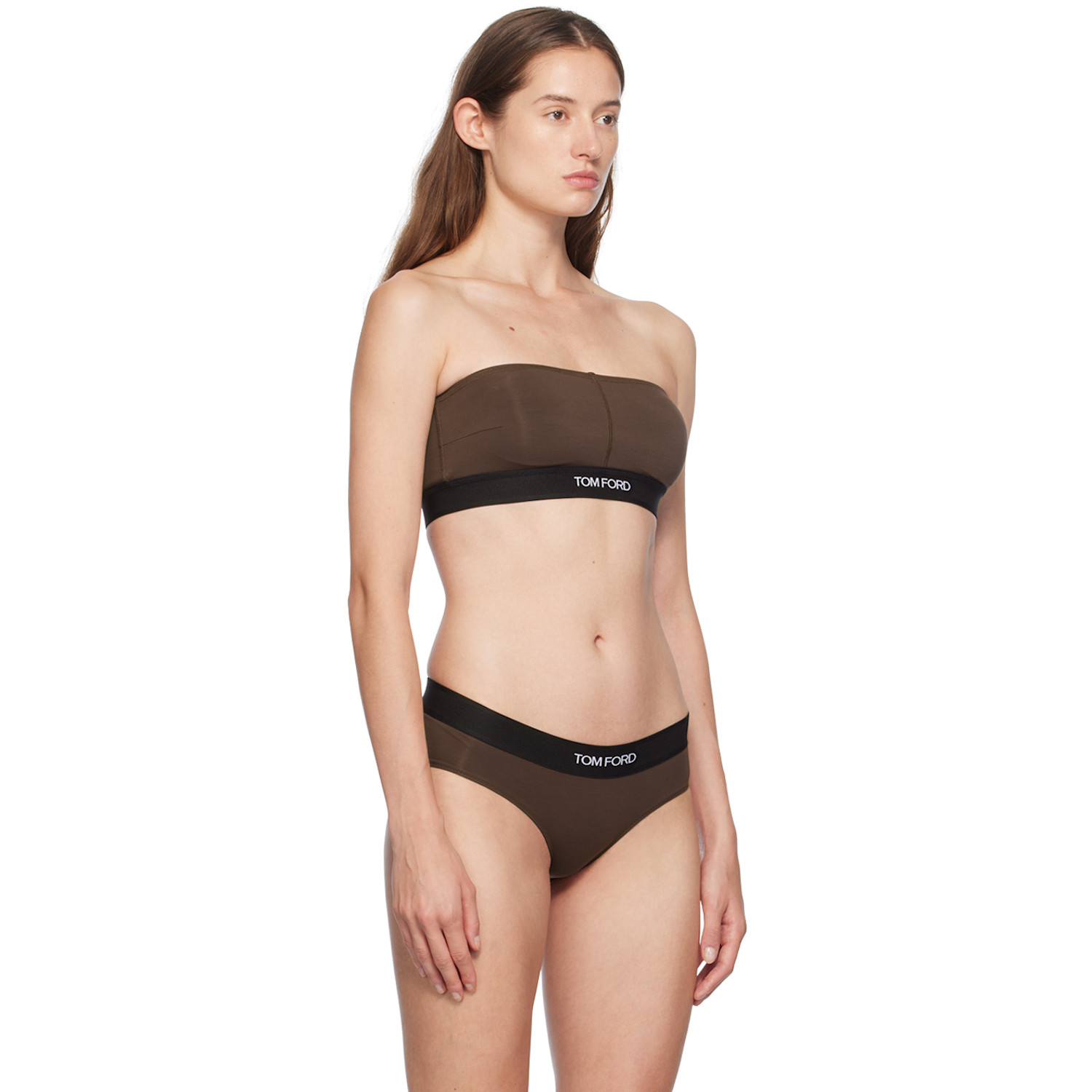  Tom Ford Brown Modal Signature Bandeau Bra 