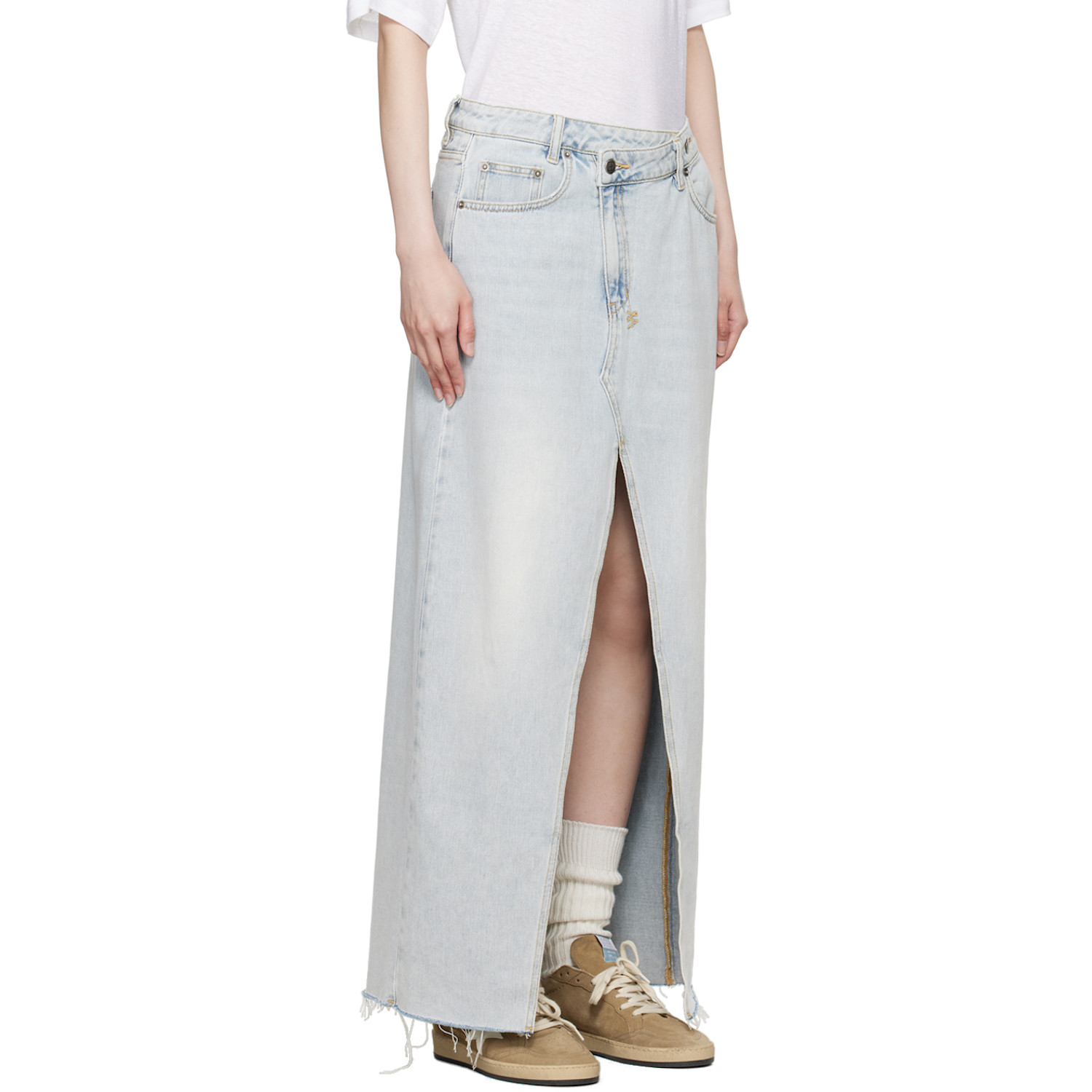  Ksubi Blue Relax Skyfall Denim Maxi Skirt 