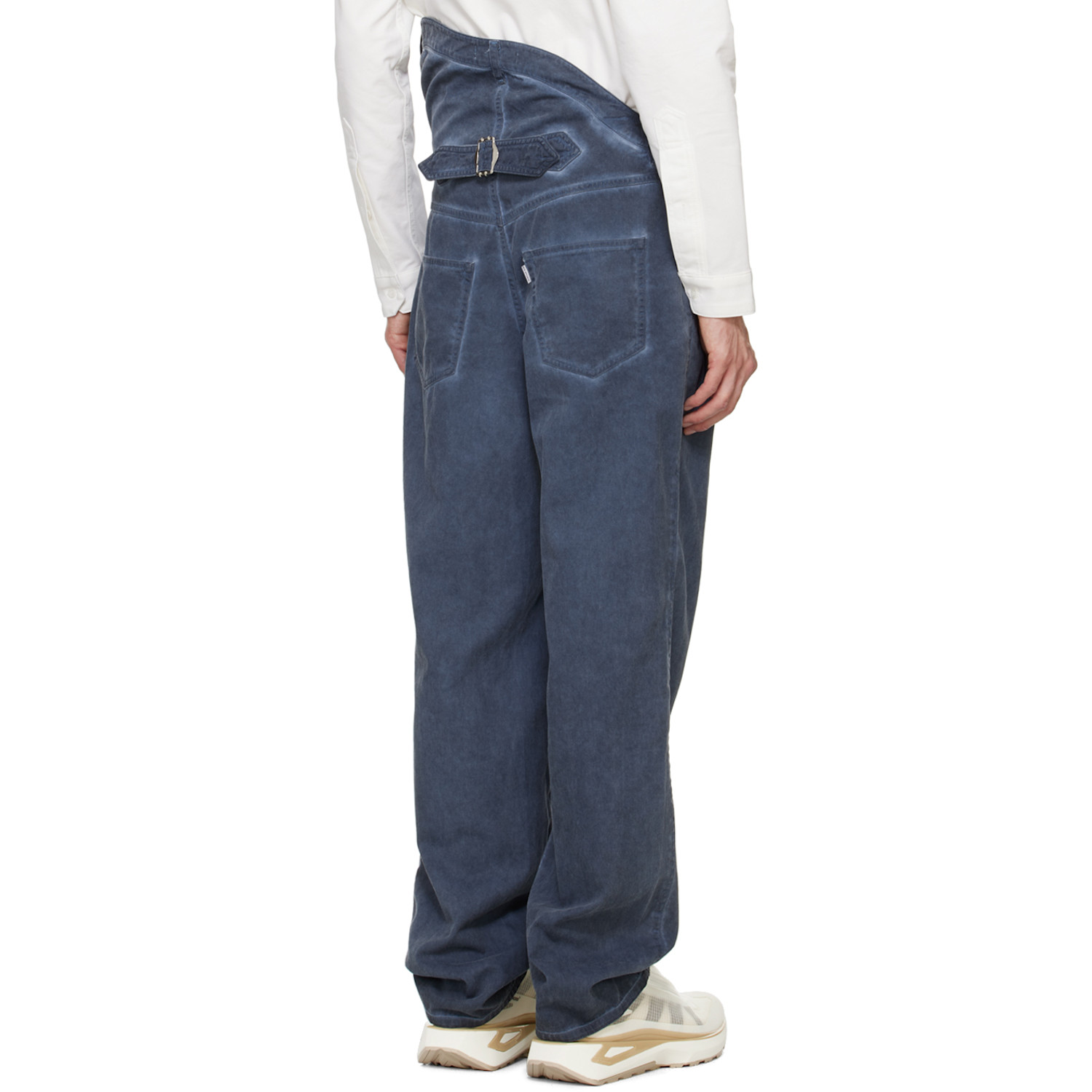  Juntae Kim Navy Asymmetric Flower Trousers 