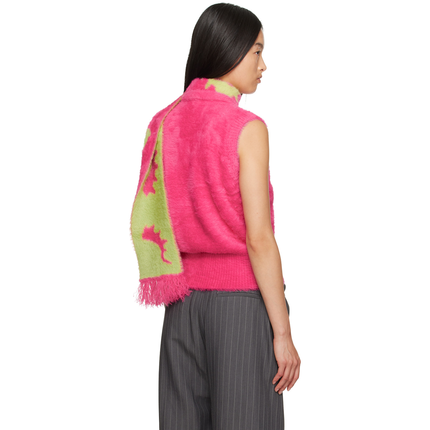  Charles Jeffrey Loverboy Pink Fluffy Scarf Vest 