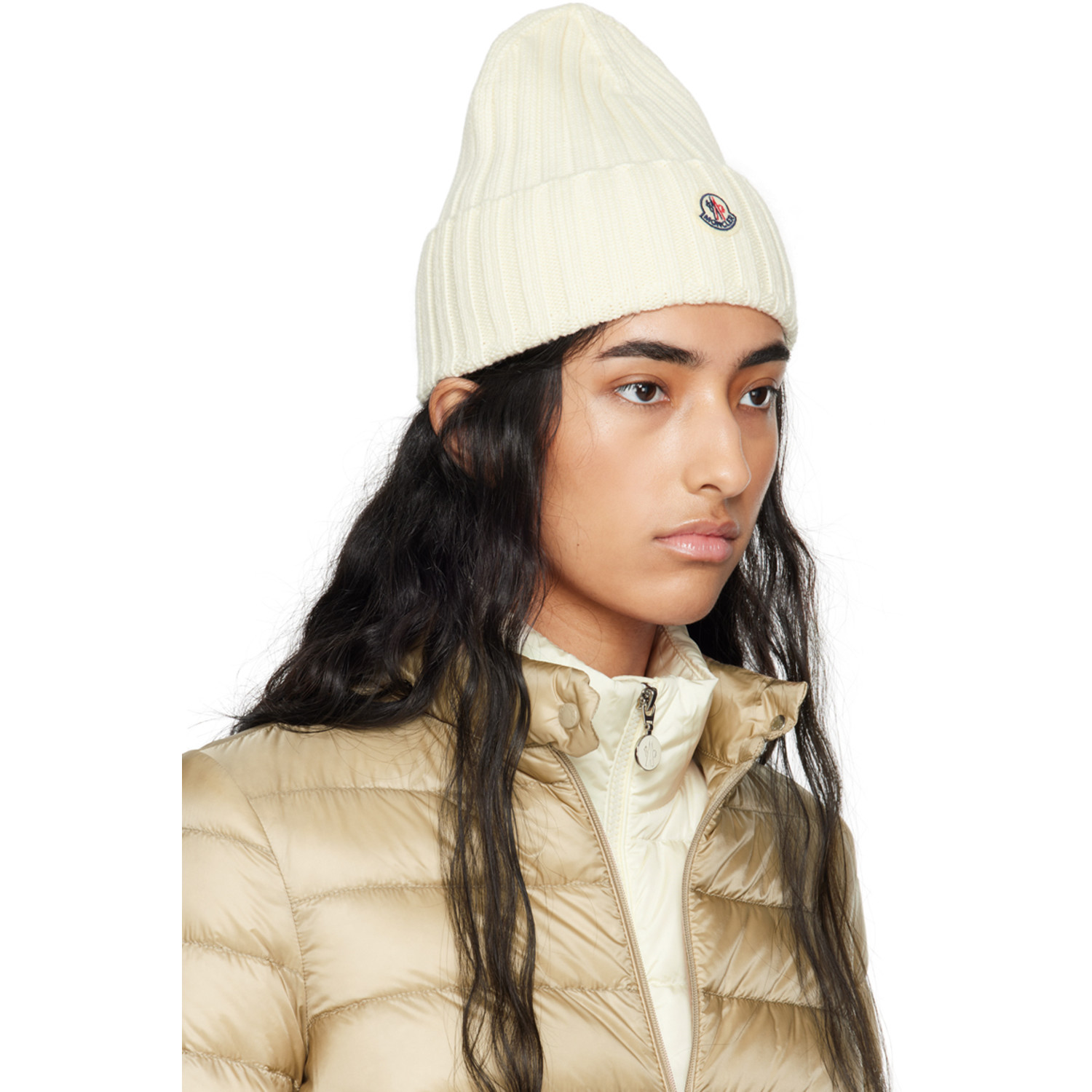  Moncler White Wool Beanie 
