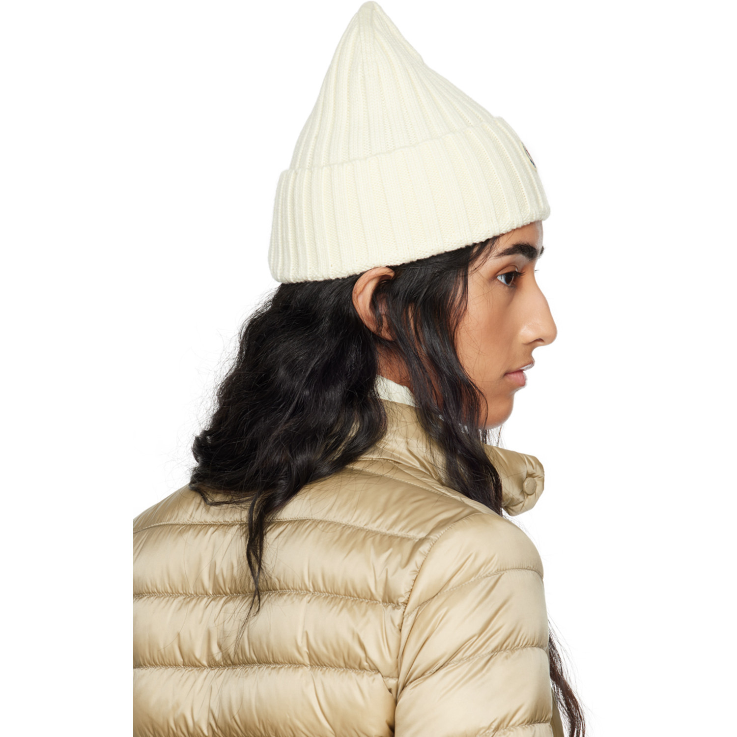  Moncler White Wool Beanie 