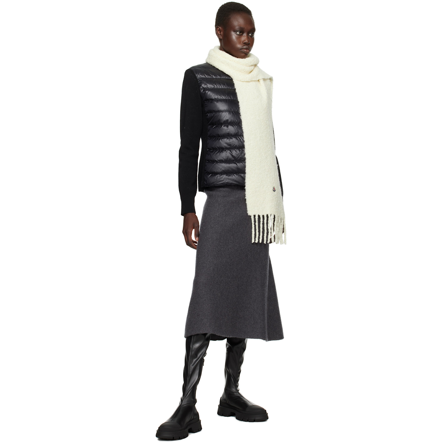  Moncler Off-white Fringed Scarf 