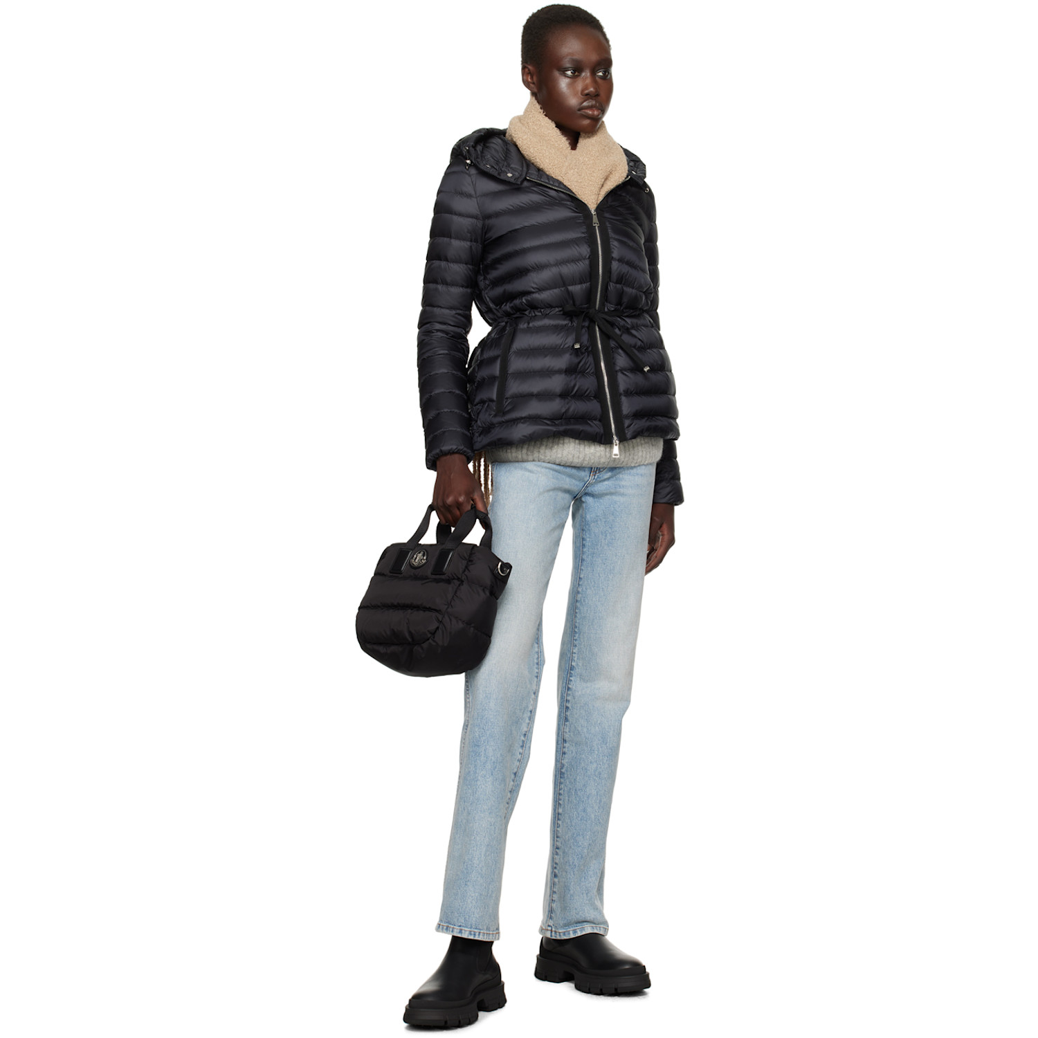  Moncler Beige Fringed Scarf 